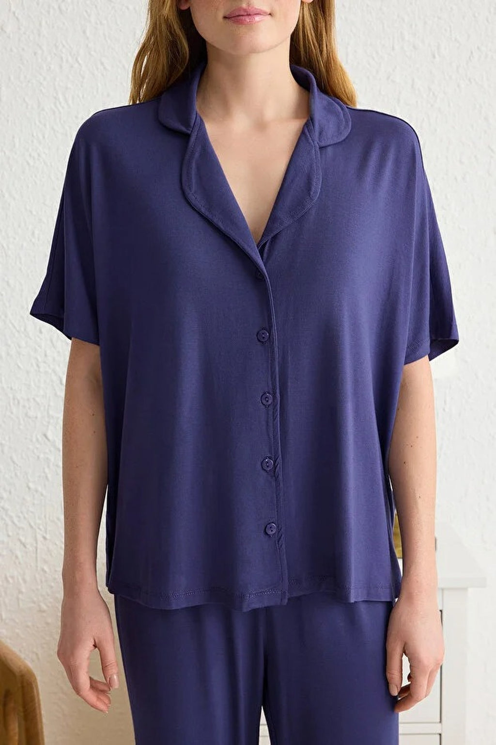 Collar Button-Through Long Sleeve Relaxed Fit Pyjama Set
