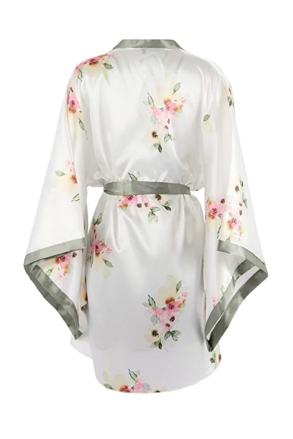 2-Piece Set Floral Satin Woven Belted Robe Nightdress