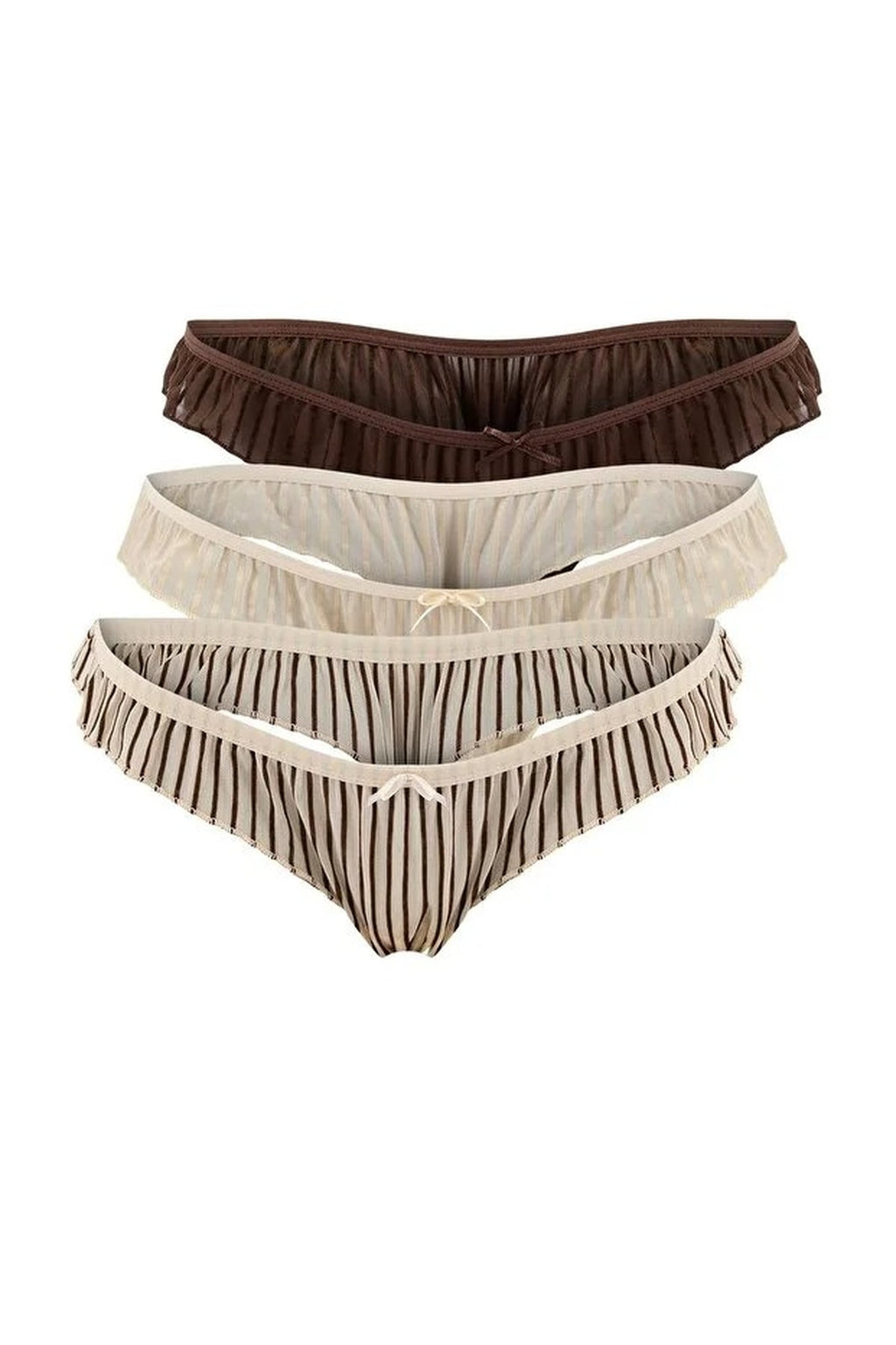 3-Pack Tulle Striped Thong Panties