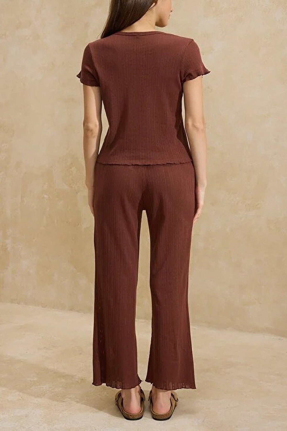 2-Piece 100% Cotton Baby Overlock Ribbed Knit Pajama Set