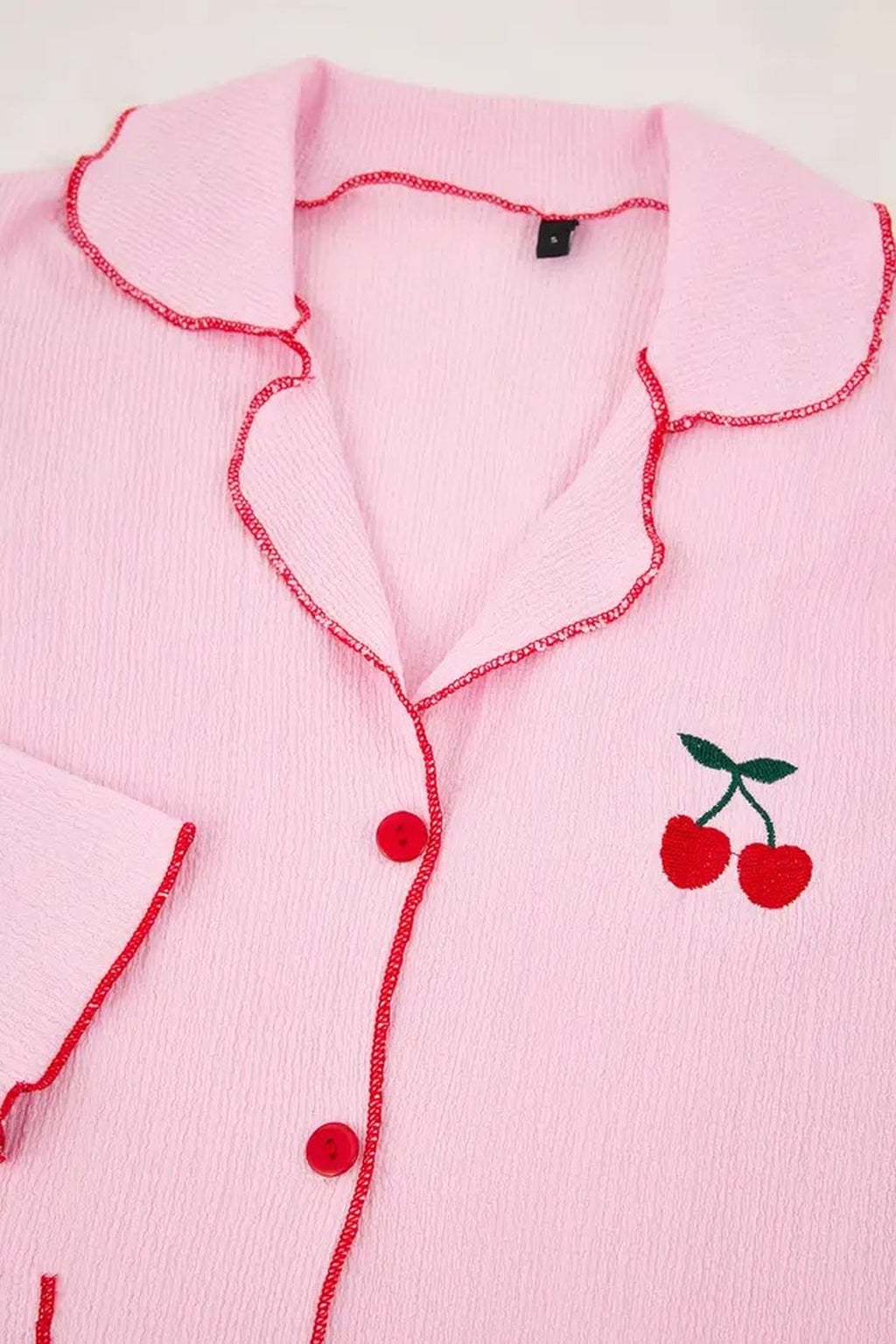 2-Piece Cherry Embroidered Baby Pajama Set