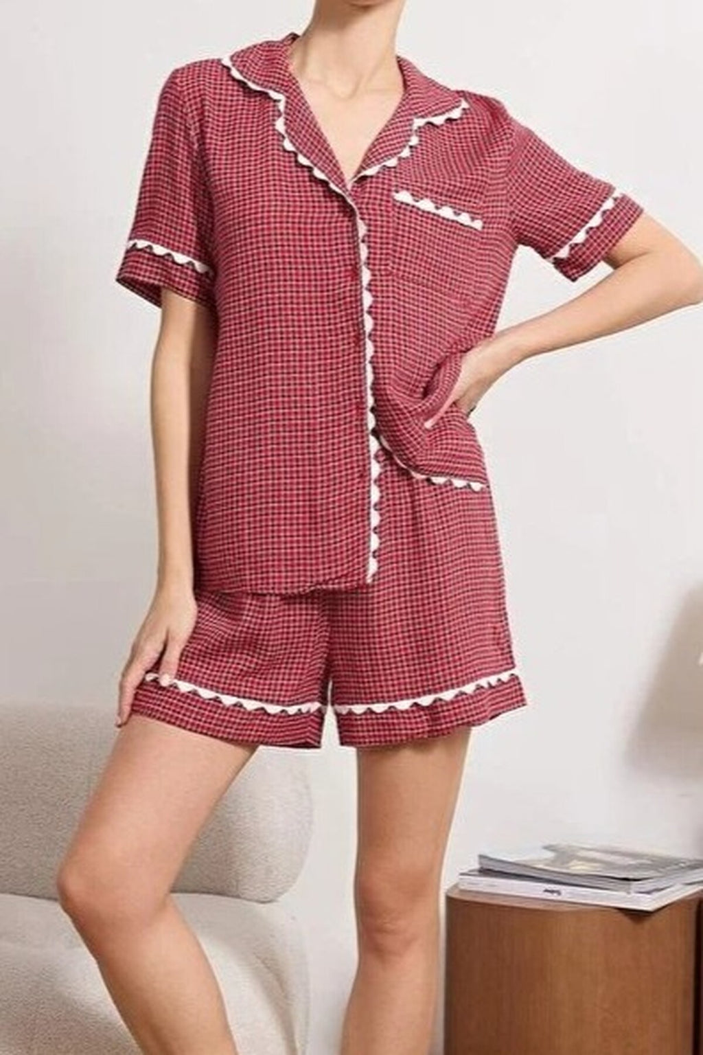 2-Piece Viscose Woven Pajama Set with Stripe Detail