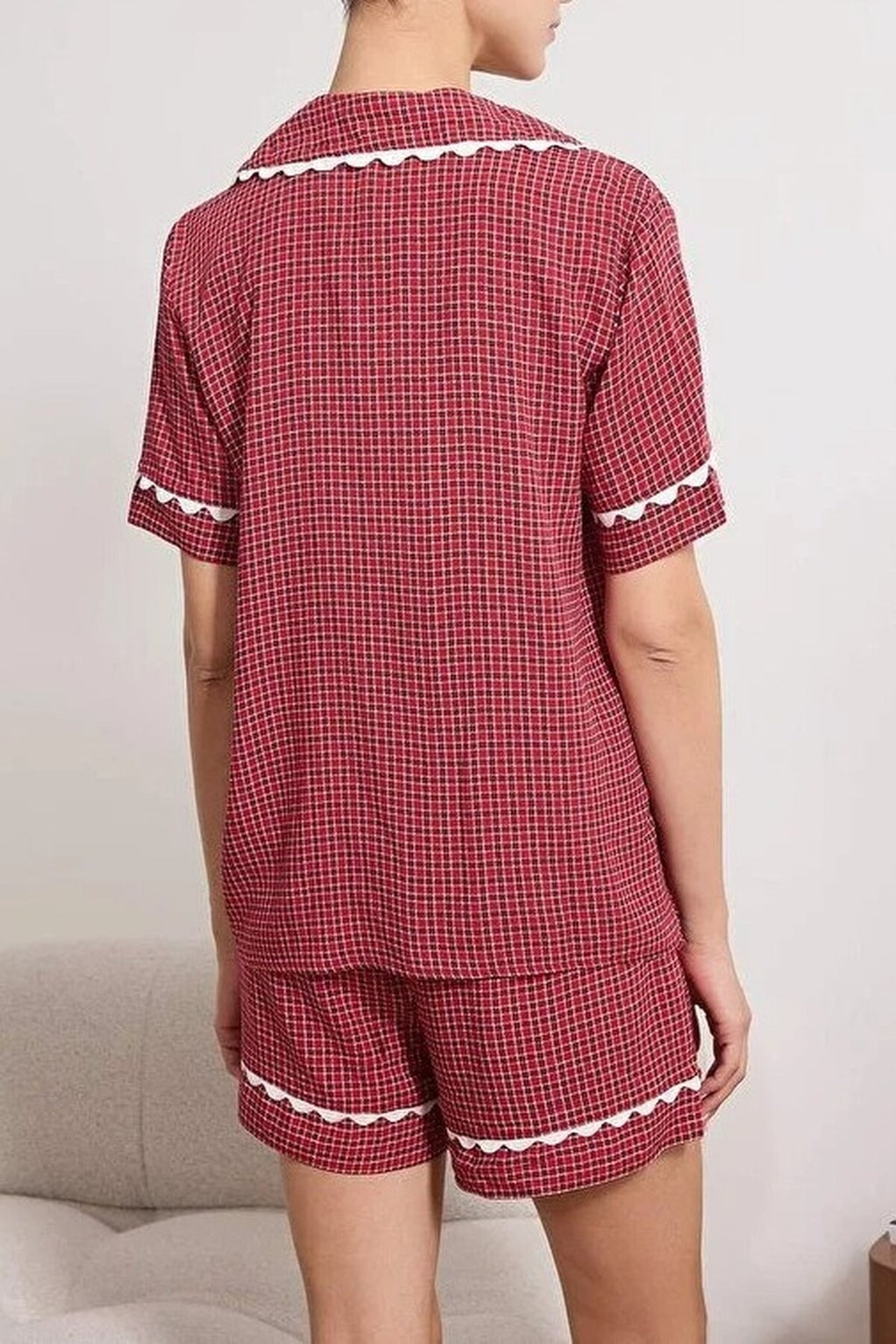2-Piece Viscose Woven Pajama Set with Stripe Detail
