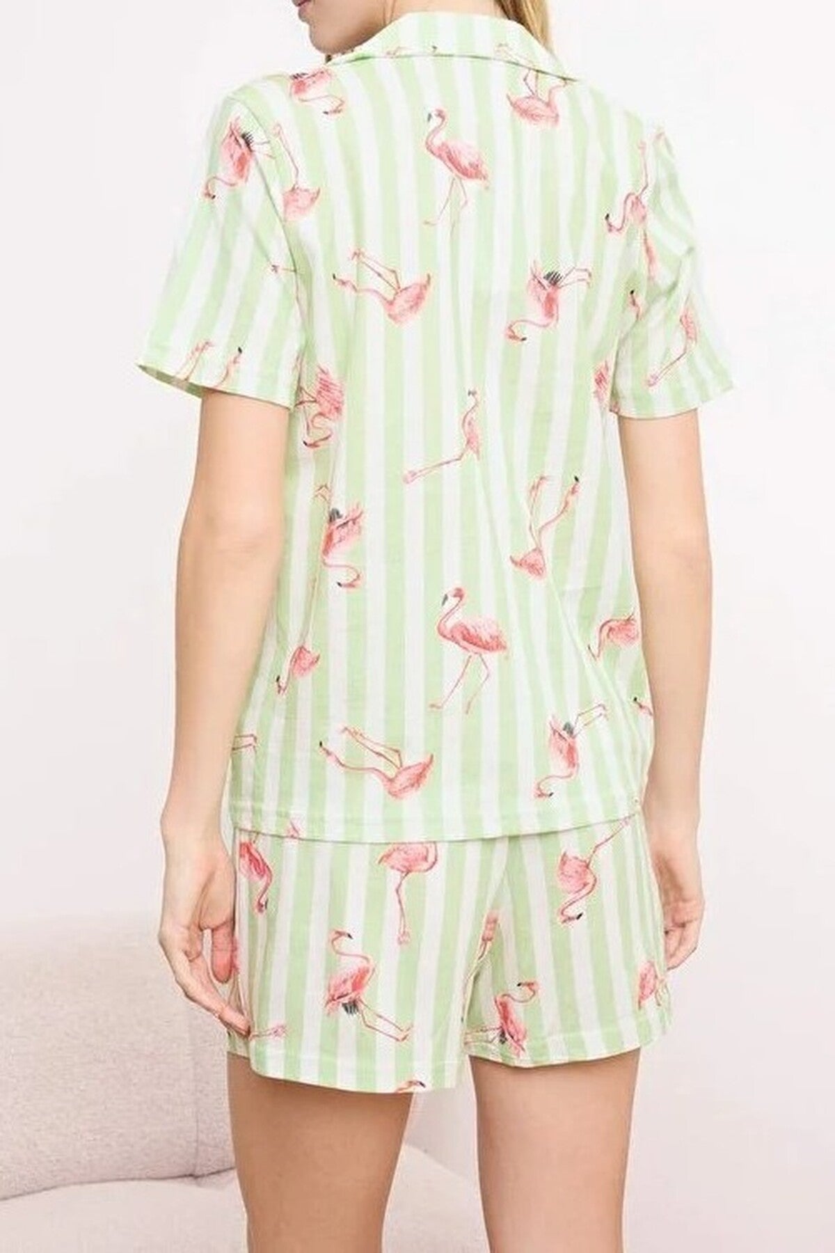 2-Piece 100% Cotton Flamingo Knitted Pajama Set