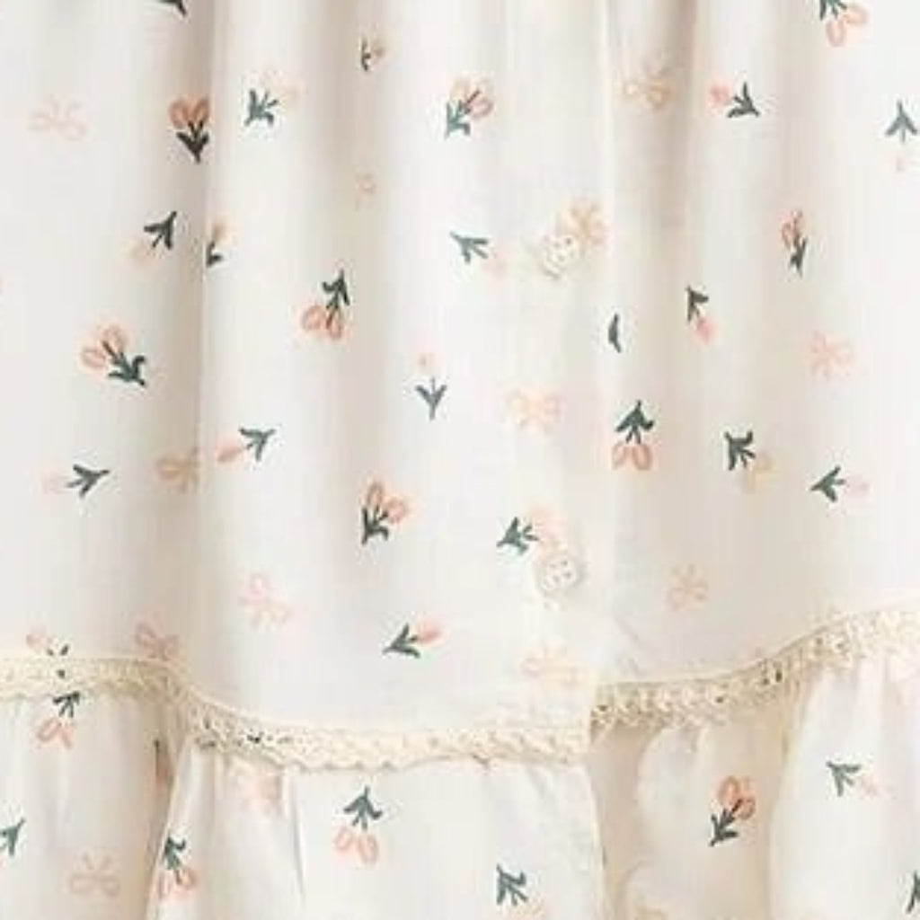 Floral Print Frill Detail Cami Strap Viscose Pyjama Set