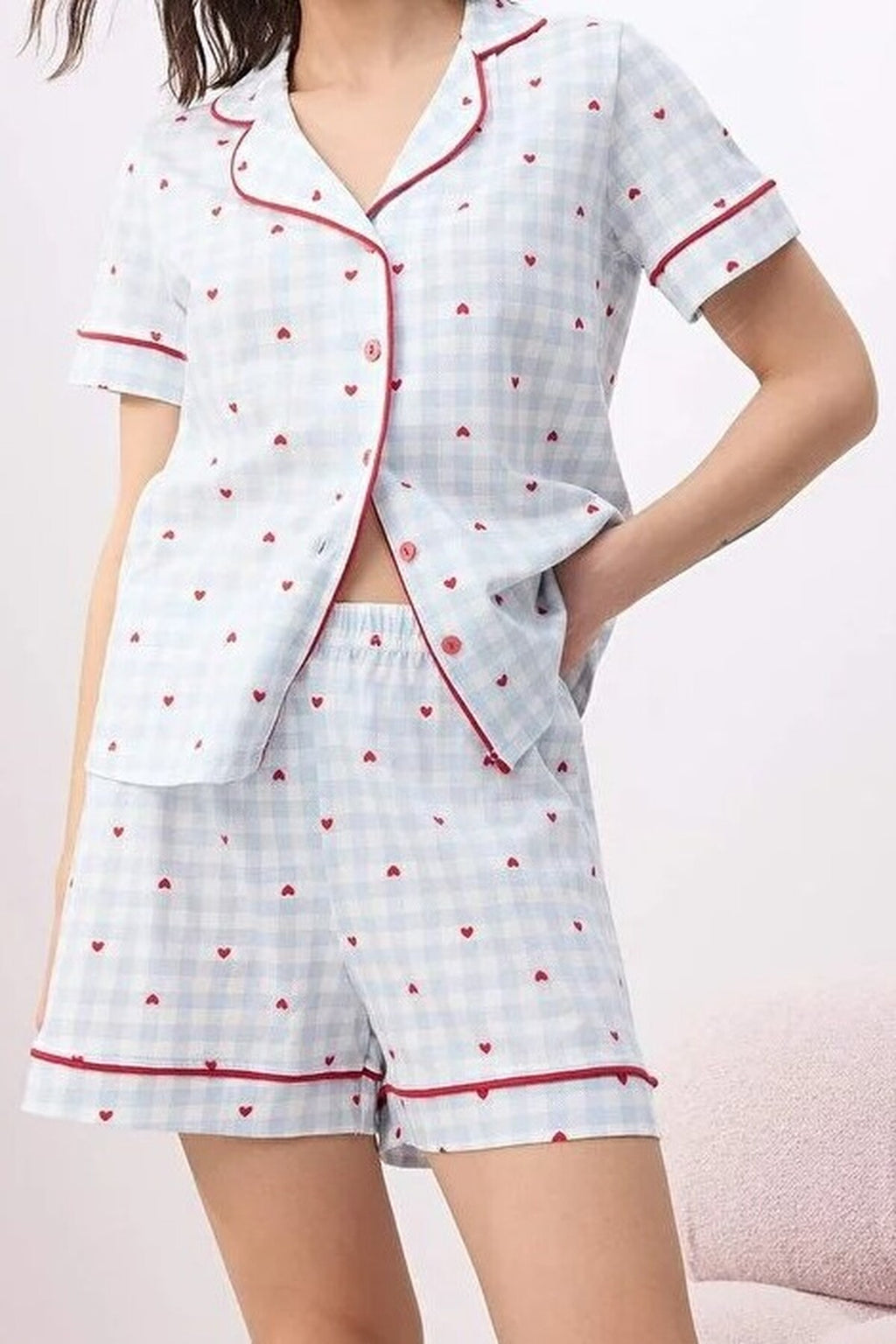 100% Cotton Heart Knitted Pajama Set