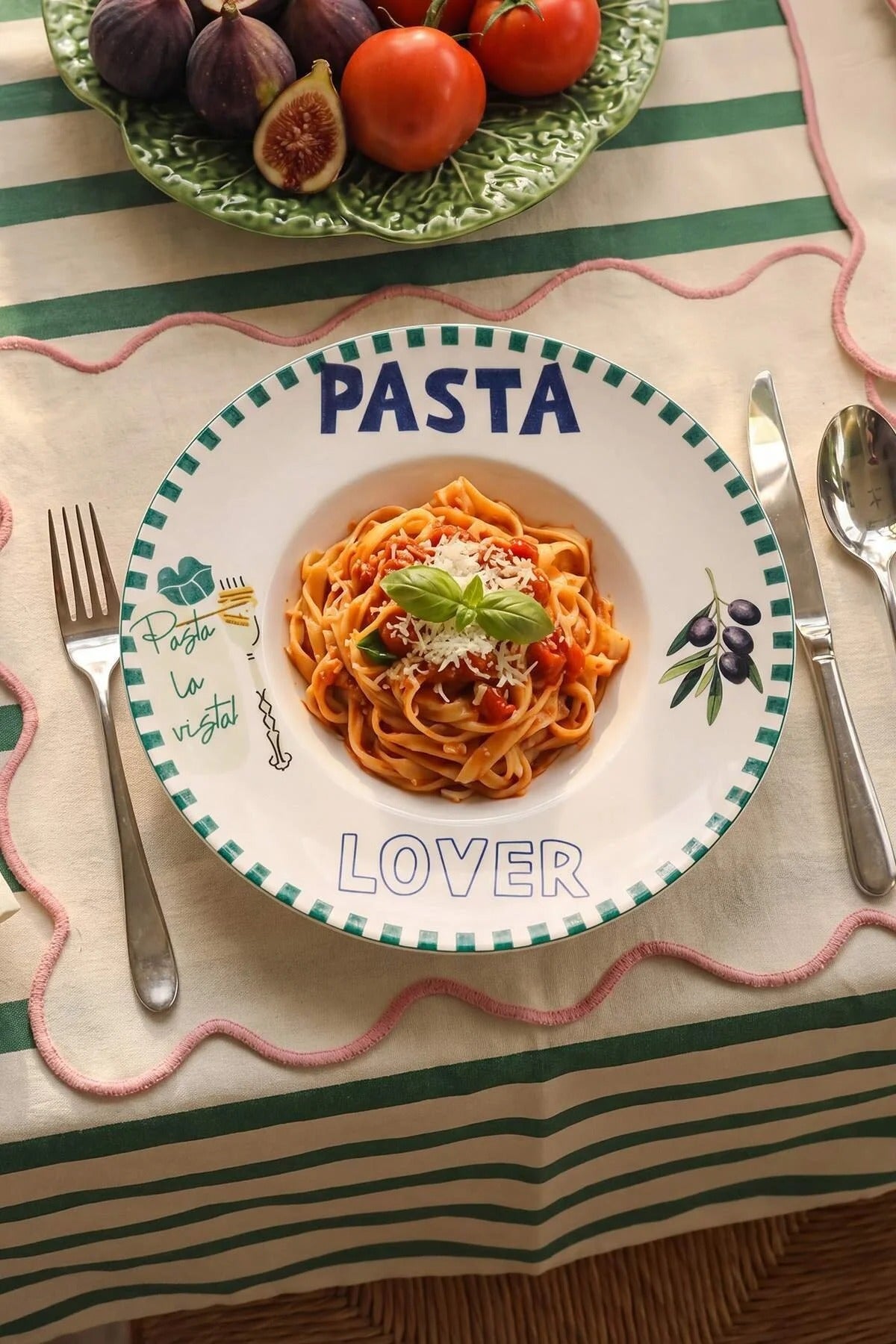 Patterned Porcelain Pasta Plate