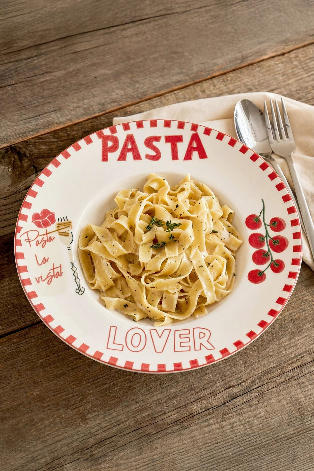 Patterned Porcelain Pasta Plate