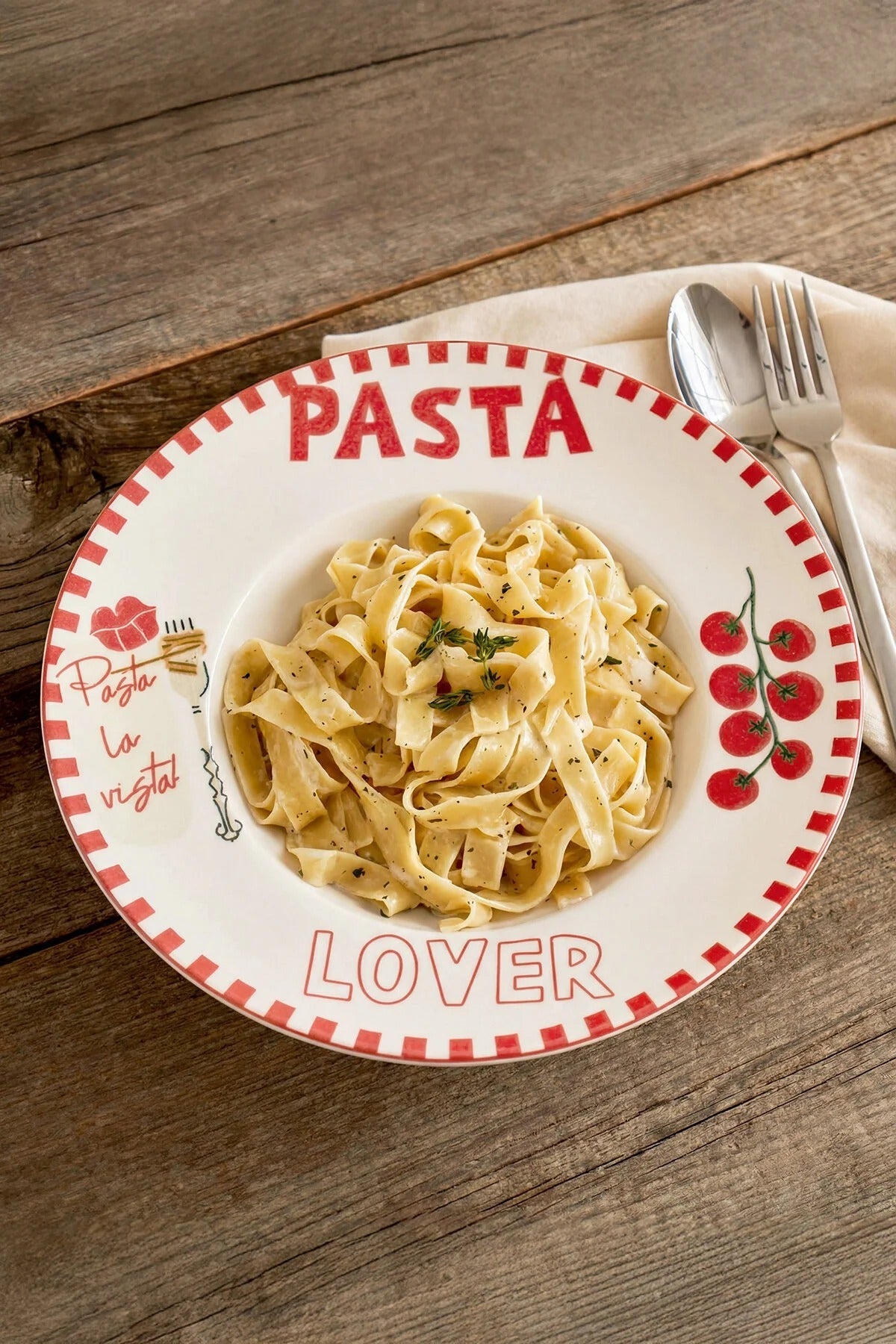 Patterned Porcelain Pasta Plate