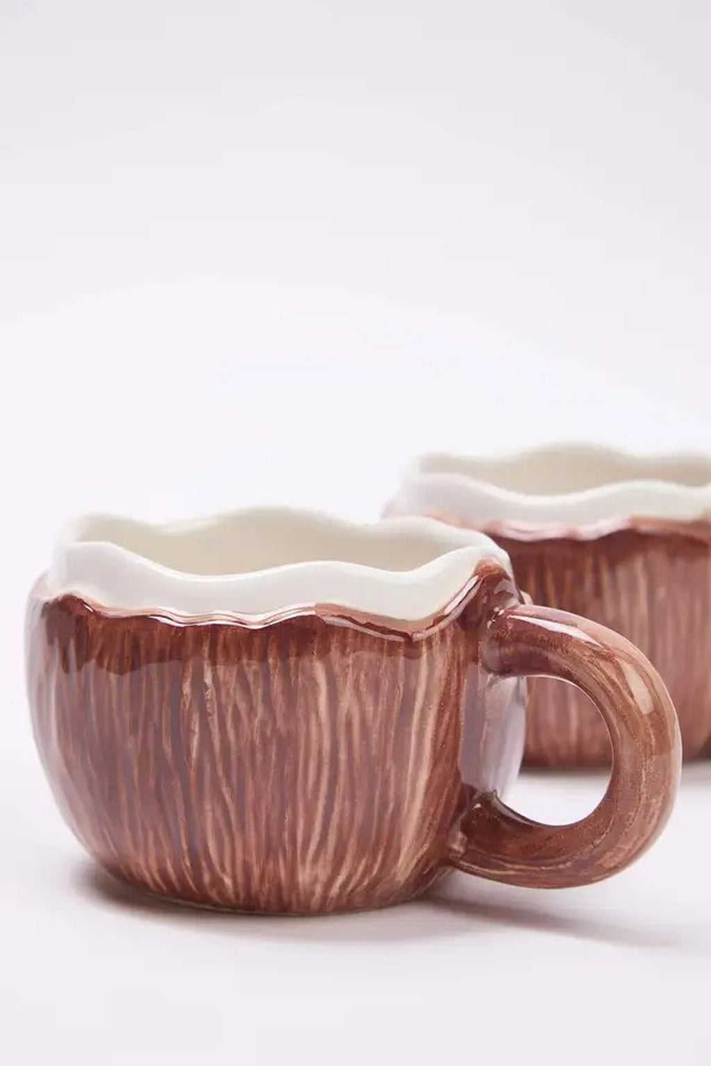 2-Piece Ceramic Coconut Design Mug Set 100 ml
