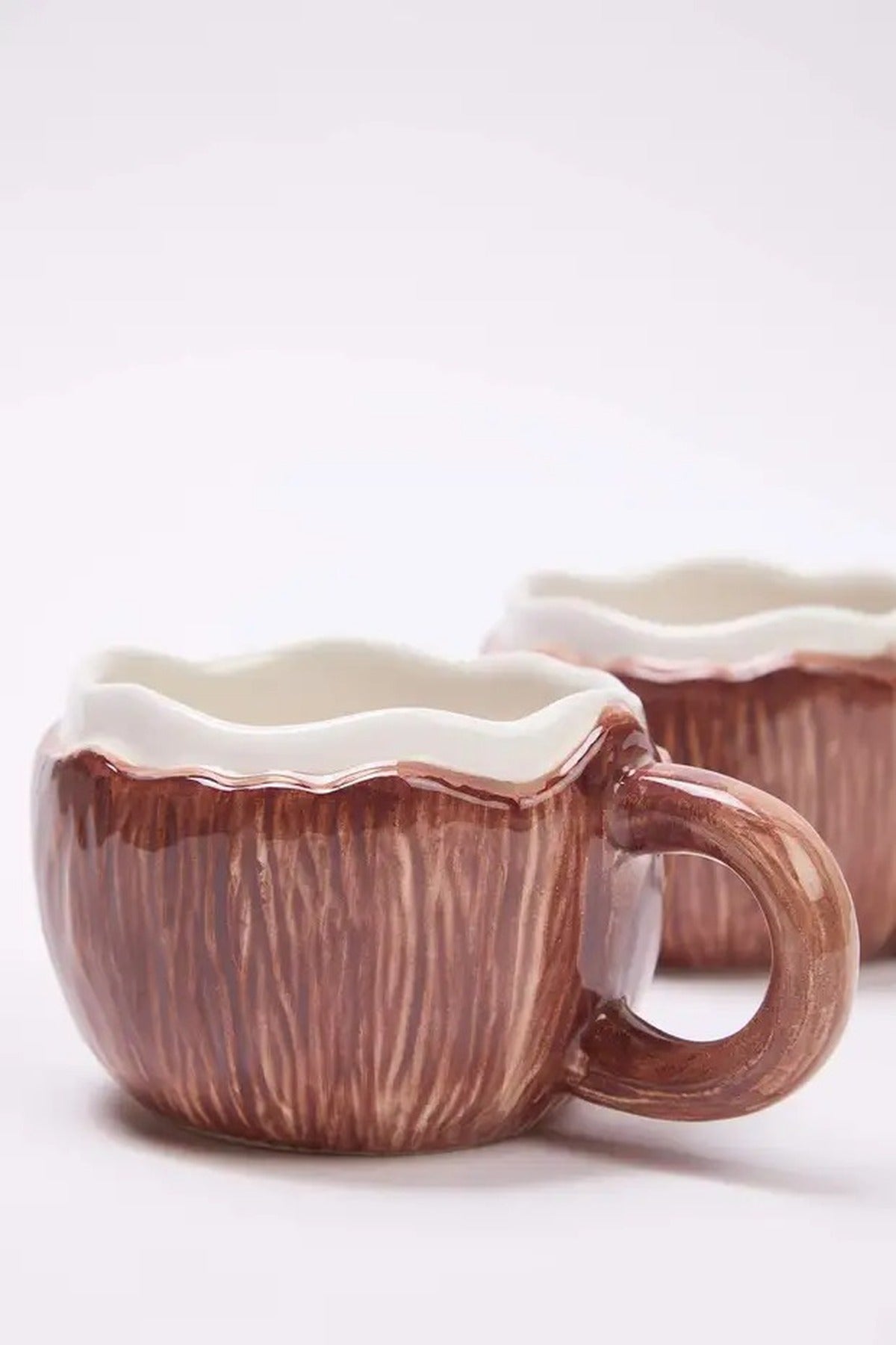 2-Piece Ceramic Coconut Design Mug Set 100 ml