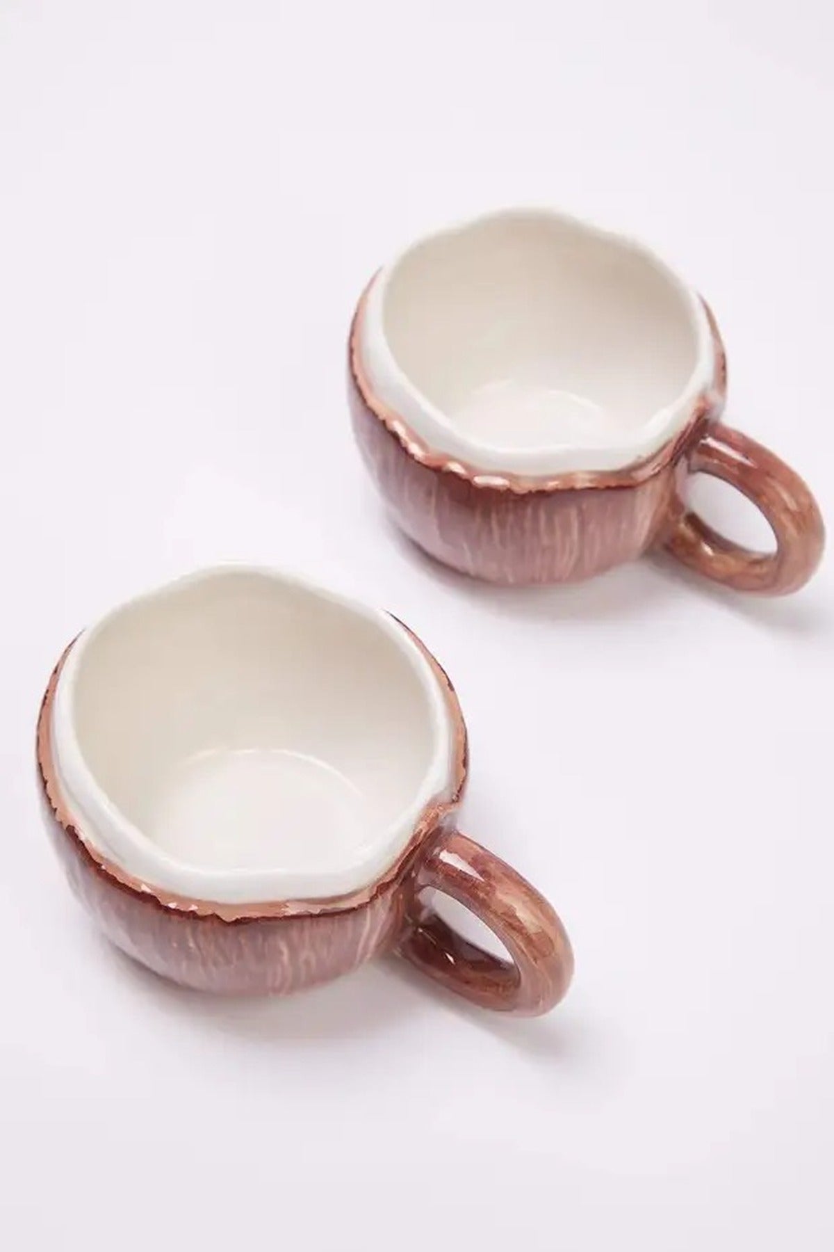 2-Piece Ceramic Coconut Design Mug Set 100 ml