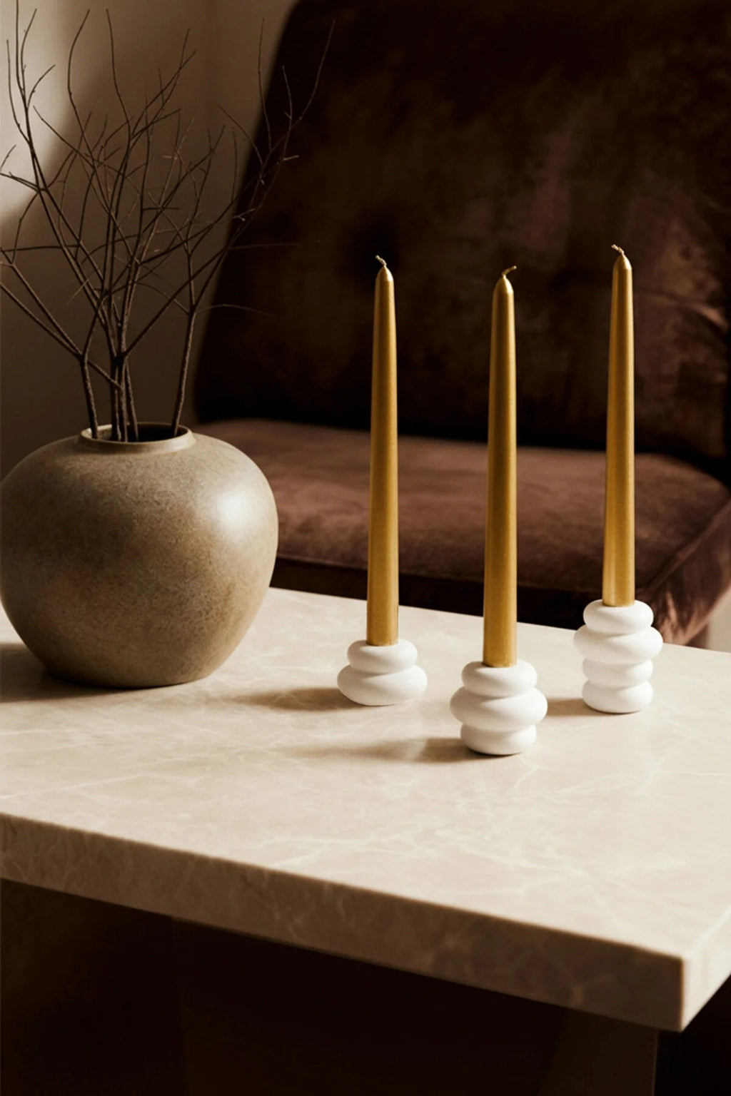 3 Piece Ceramic Bubble Candle Holder Set