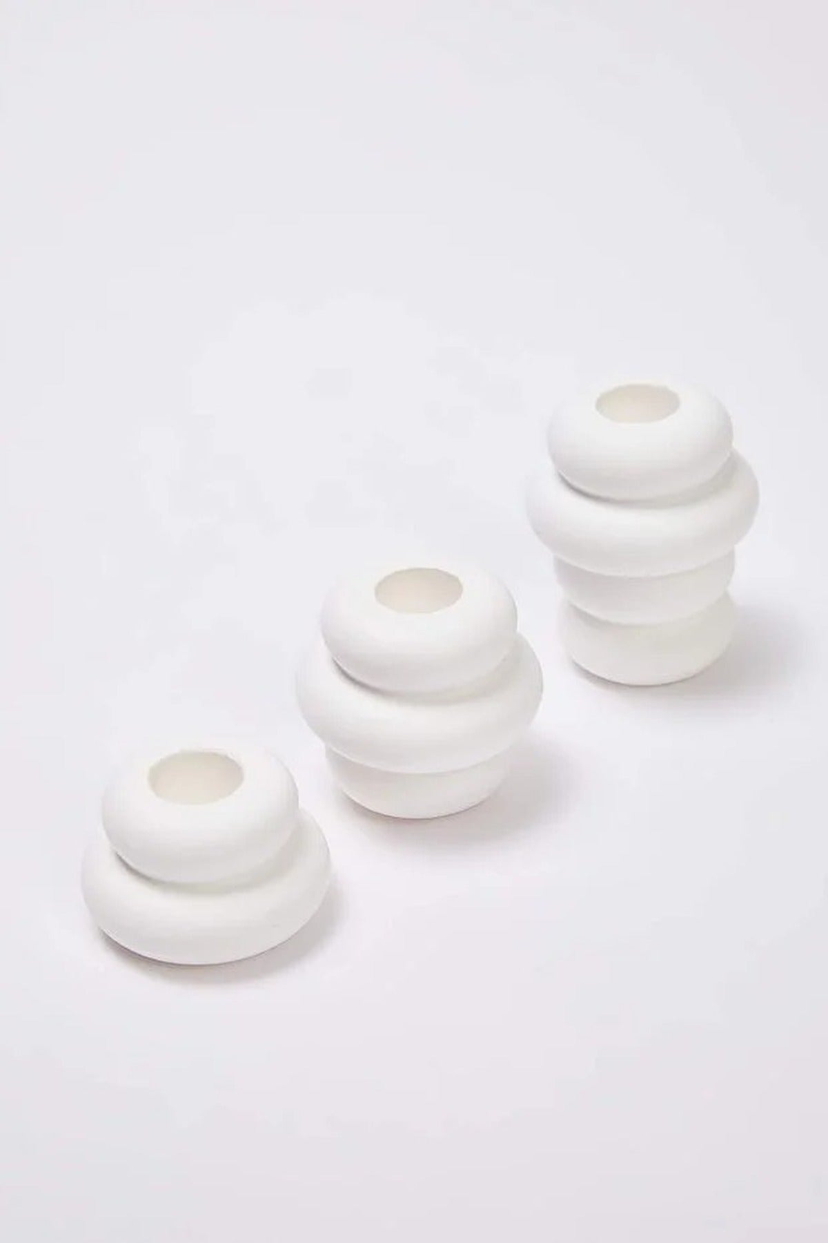 3 Piece Ceramic Bubble Candle Holder Set
