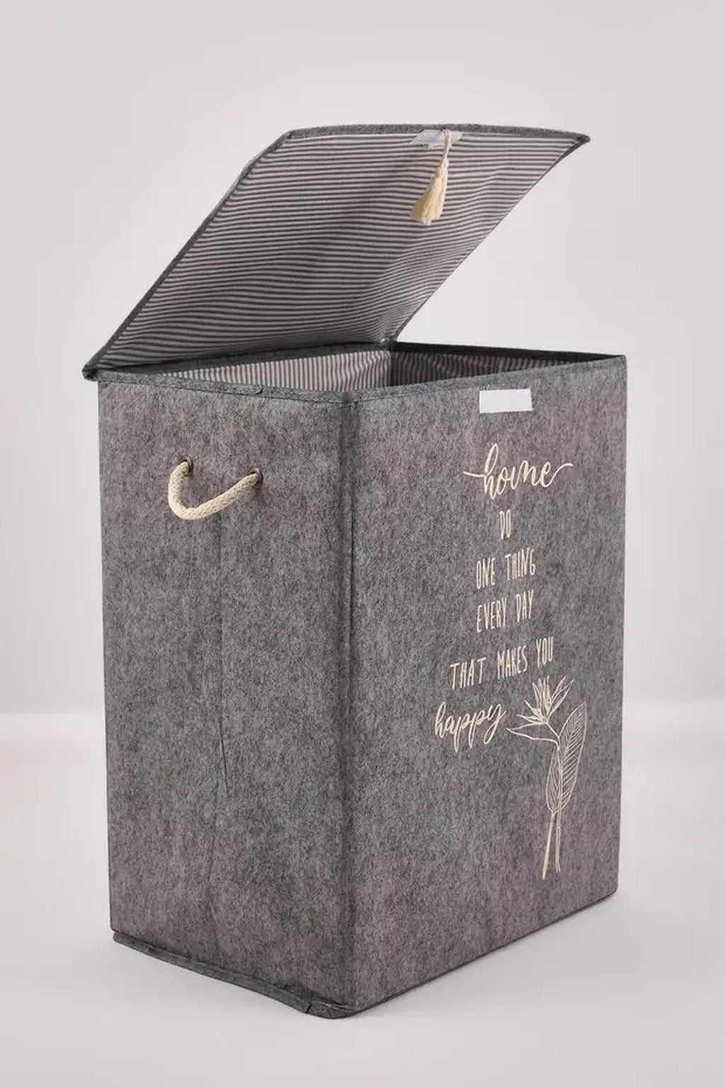 Felt Lidded Laundry Basket 55x41x30 Cm