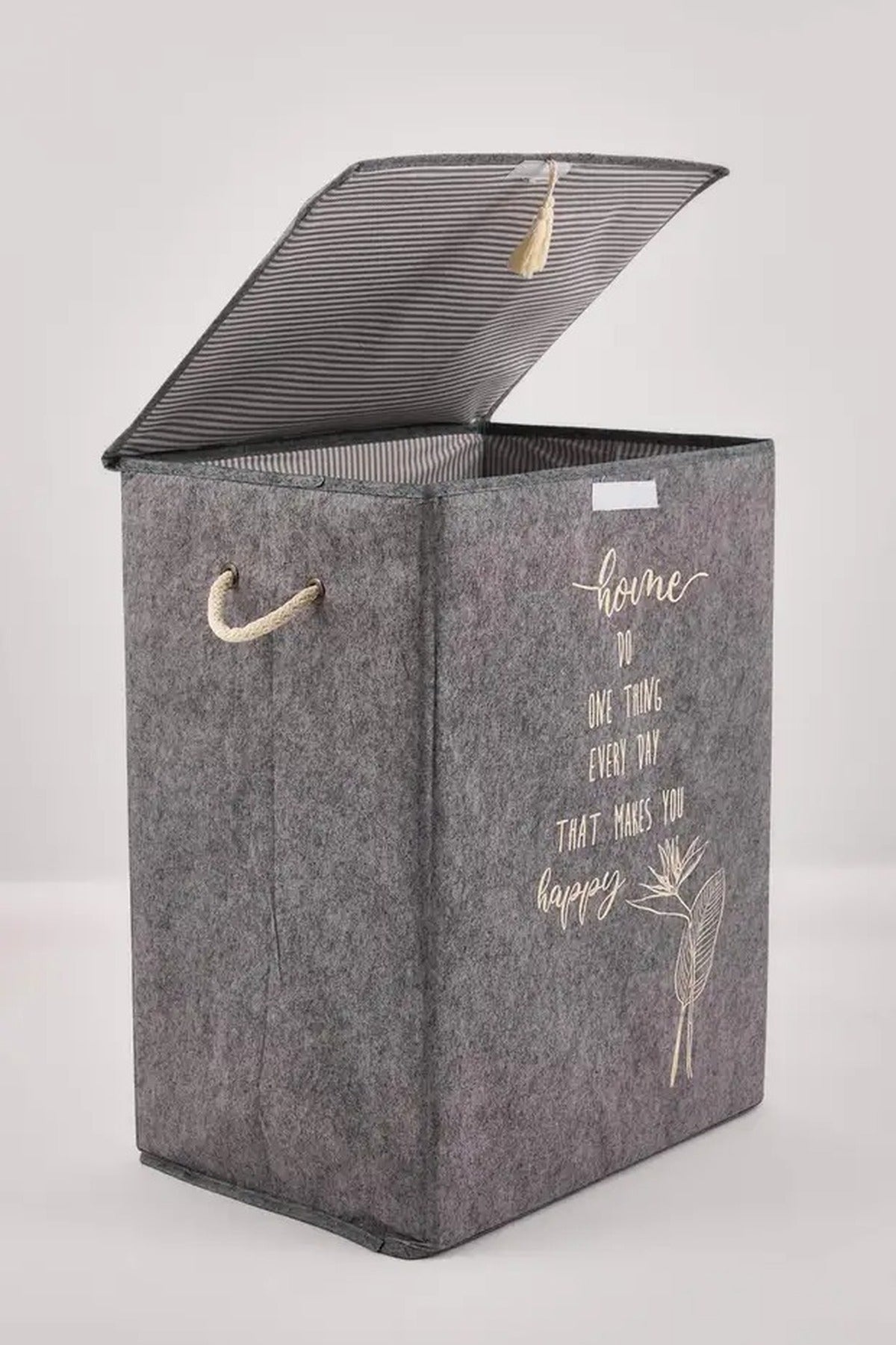 Felt Lidded Laundry Basket 55x41x30 Cm