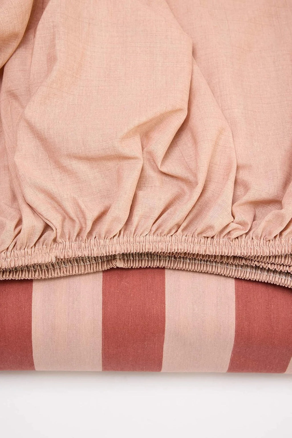 Double Easy Iron Striped Fitted Sheet Duvet Cover Set 200x220cm