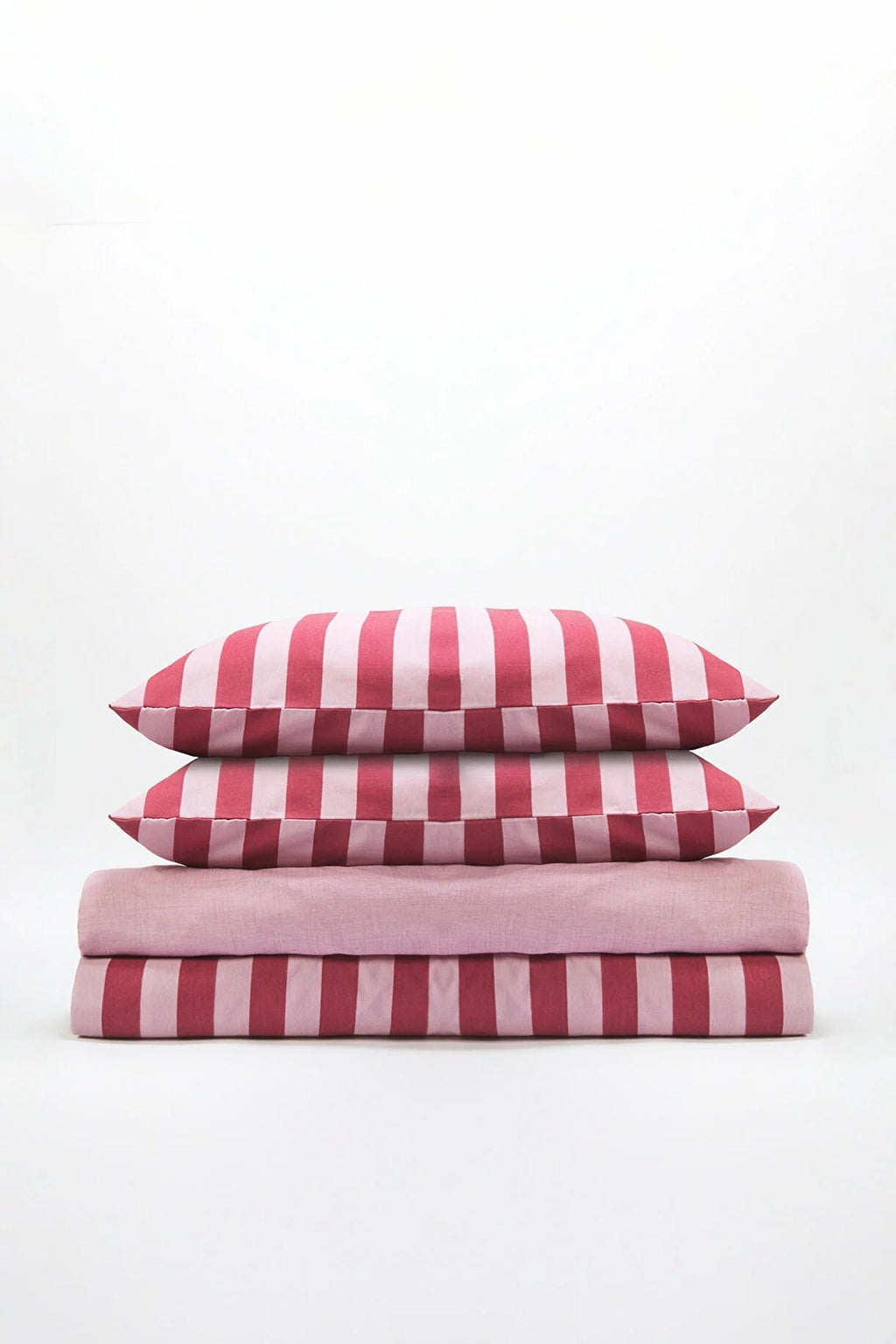 Double Easy Iron Striped Fitted Sheet Duvet Cover Set 200x220cm