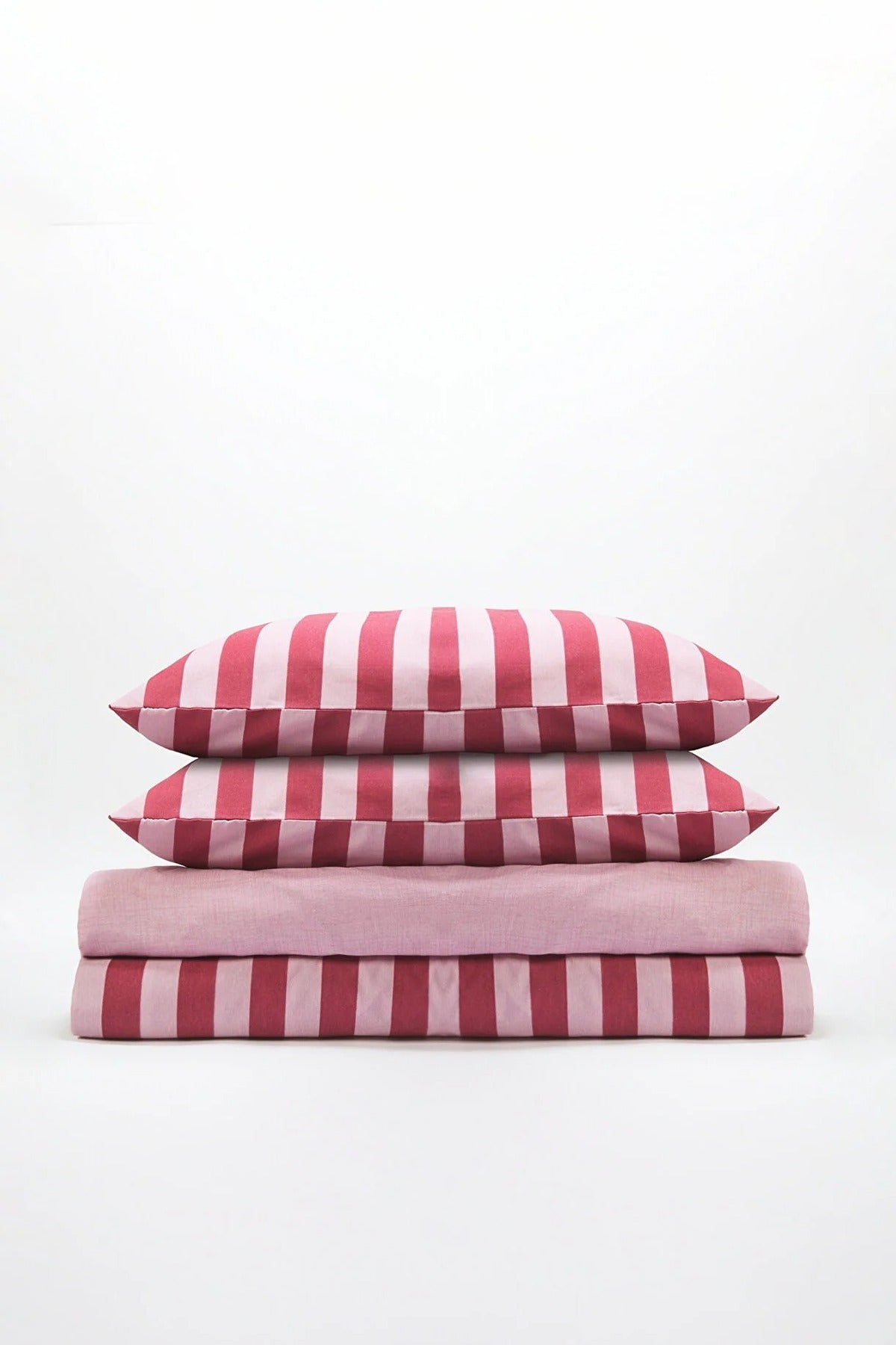 Double Easy Iron Striped Fitted Sheet Duvet Cover Set 200x220cm