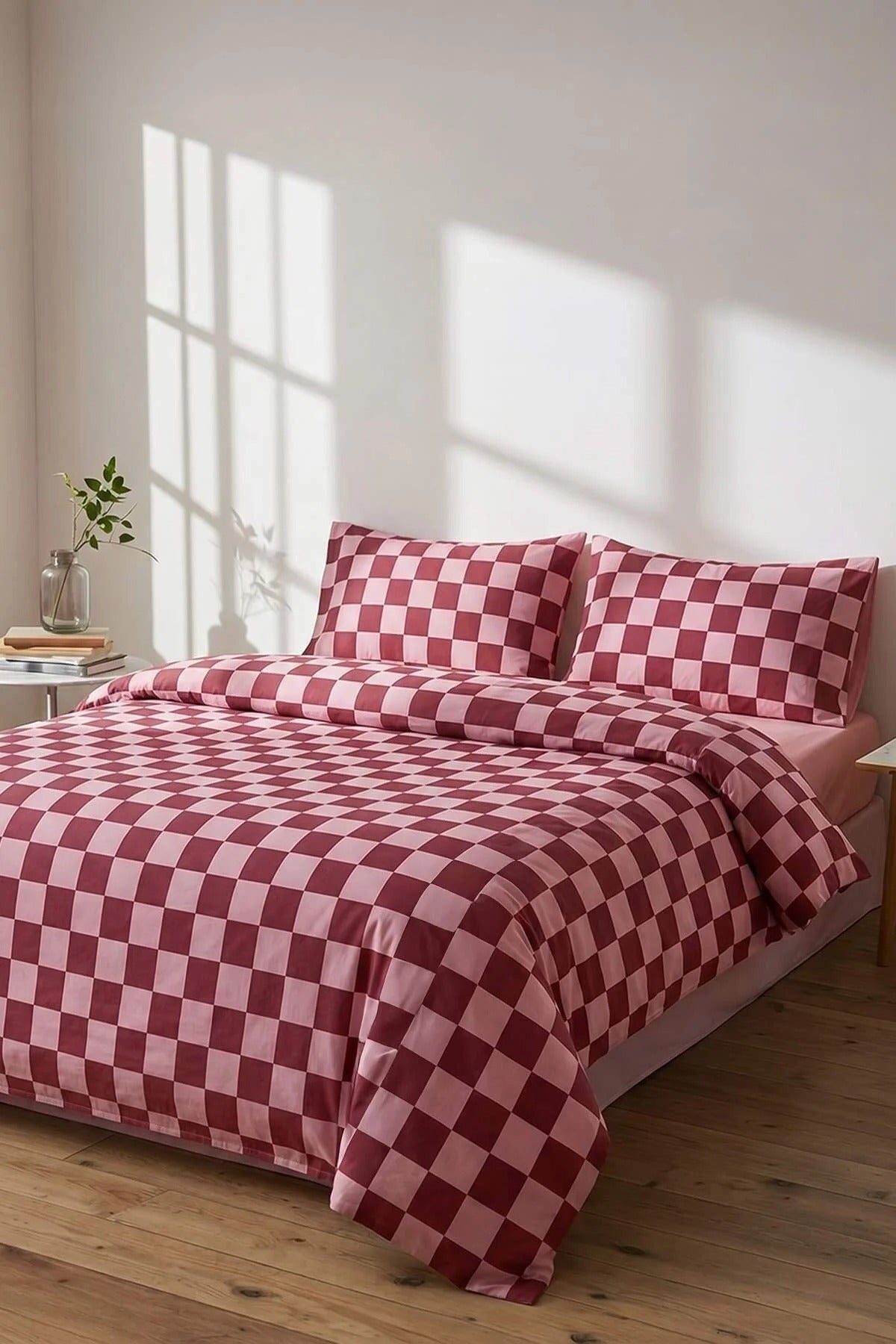 Double Easy Iron Striped Fitted Sheet Duvet Cover Set 200x220cm