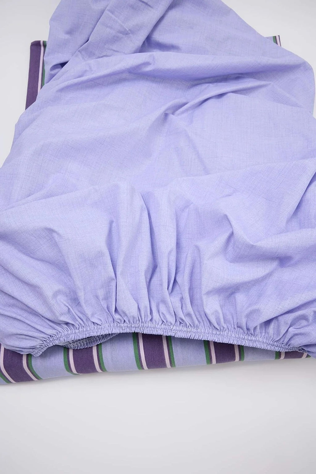 Double Easy Iron Striped Fitted Sheet Duvet Cover Set 200x220cm