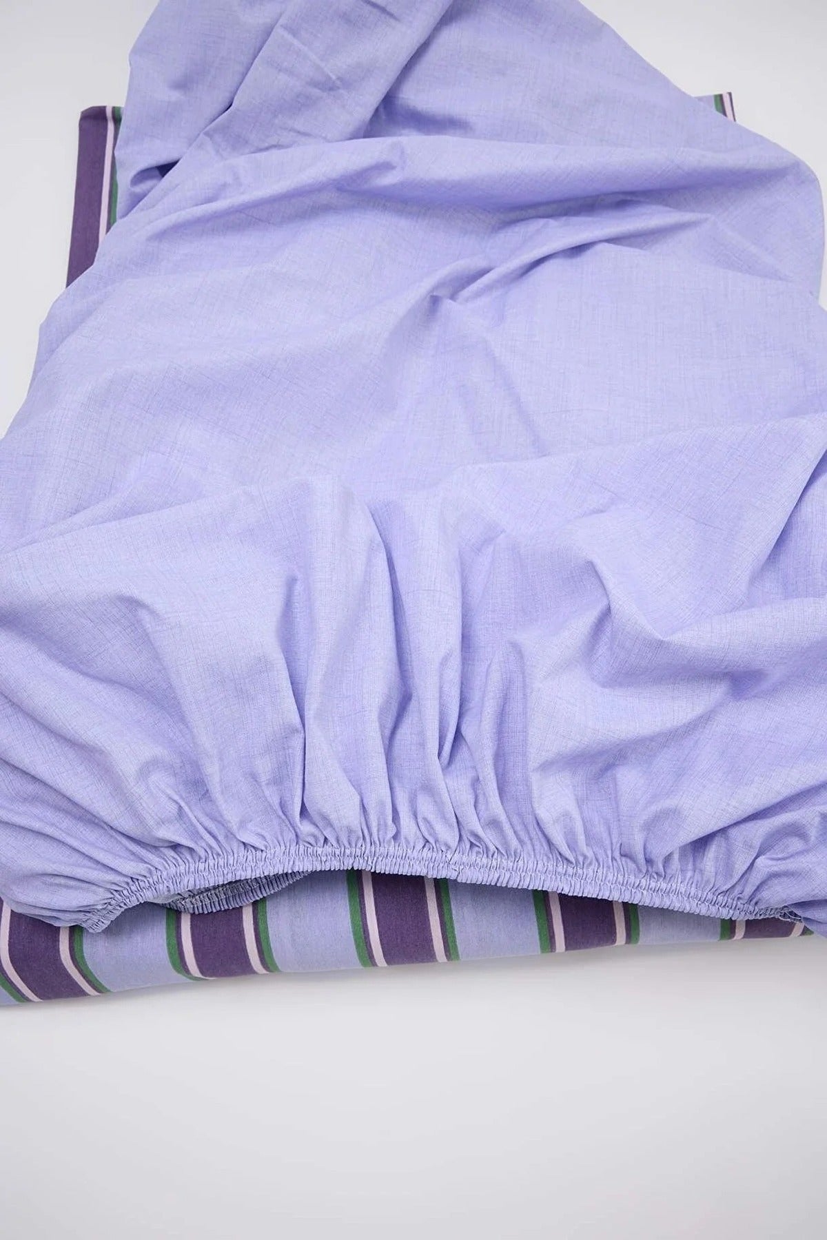 Double Easy Iron Striped Fitted Sheet Duvet Cover Set 200x220cm