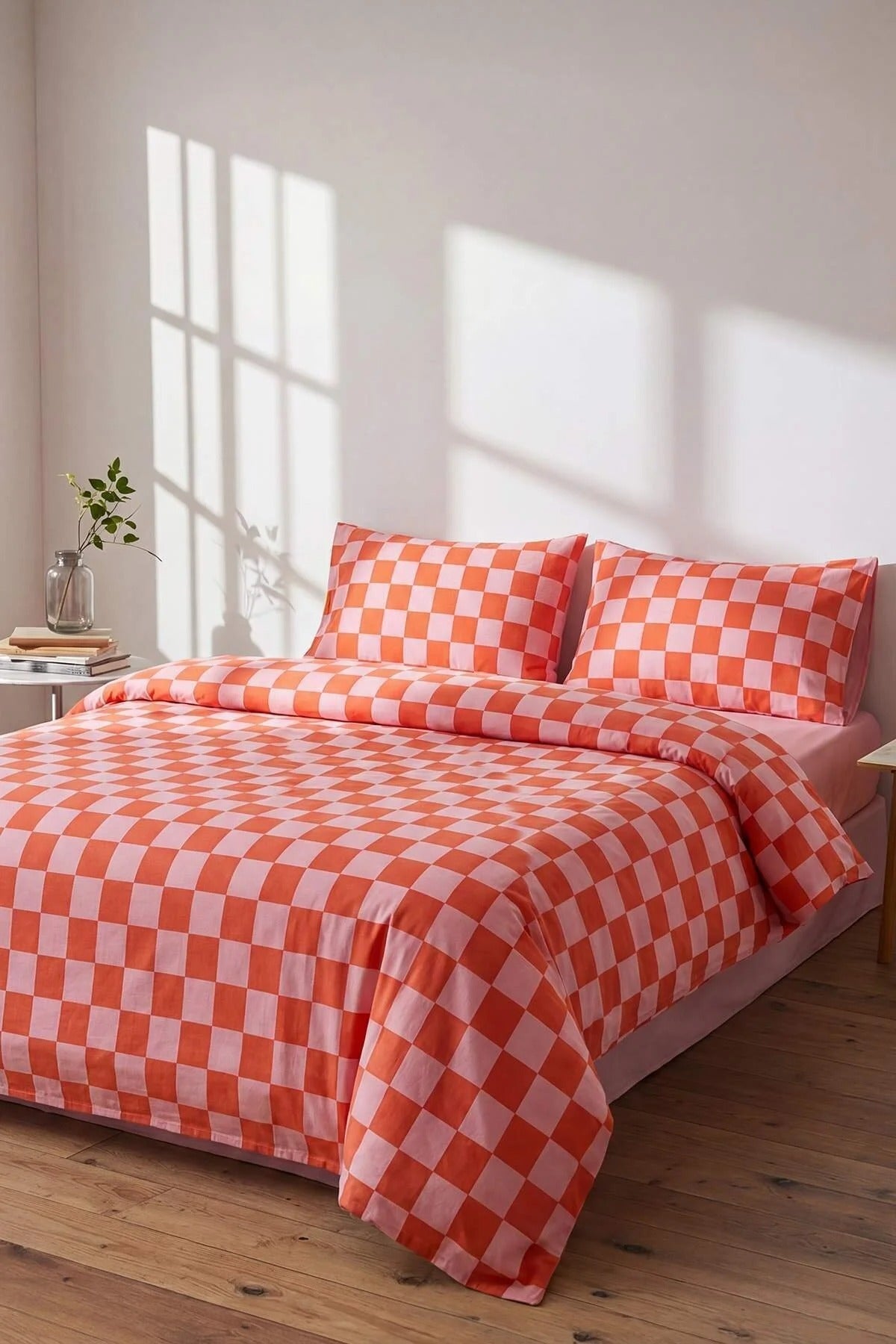 Double Easy Iron Striped Fitted Sheet Duvet Cover Set 200x220cm