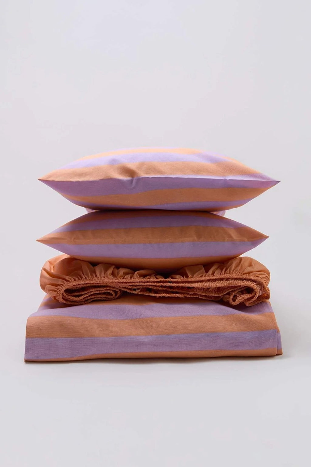 Double Easy Iron Striped Fitted Sheet Duvet Cover Set 200x220cm