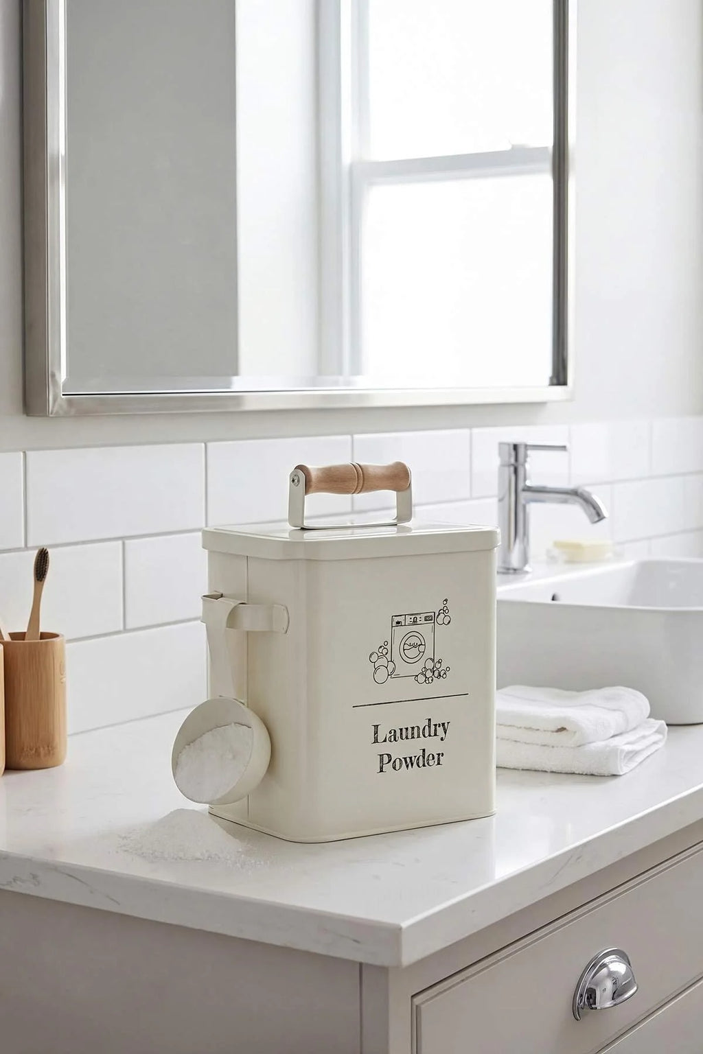 Wooden Lid Metal Bathroom Organiser