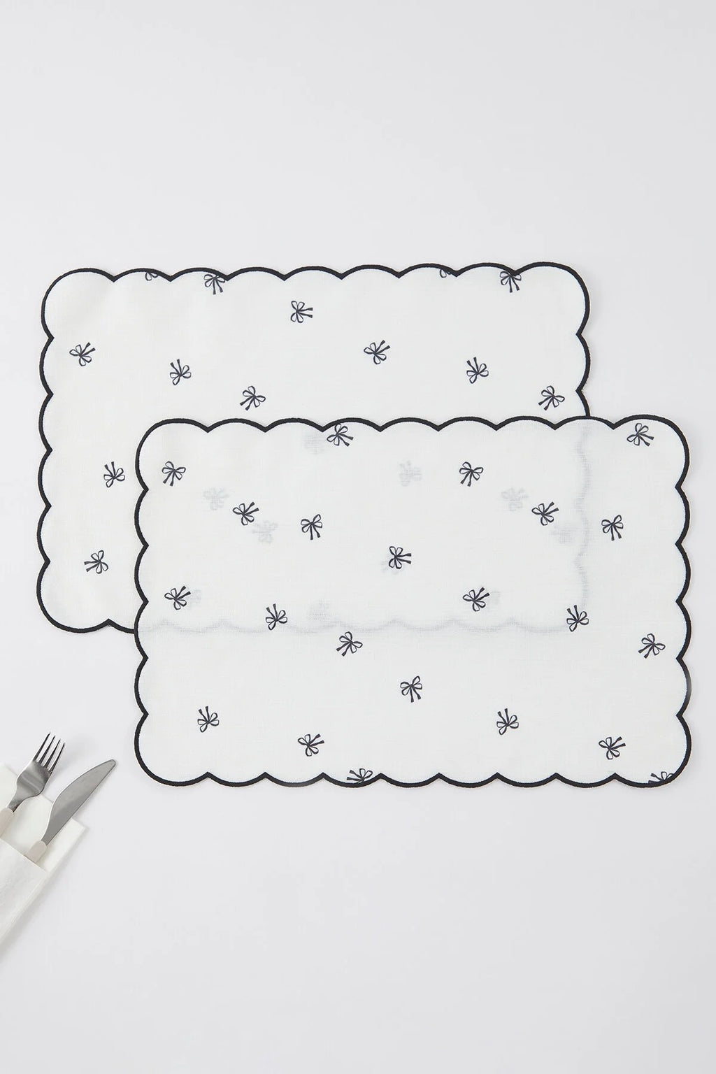 2 Piece Bow Detail Placemat Set 33x50 cm