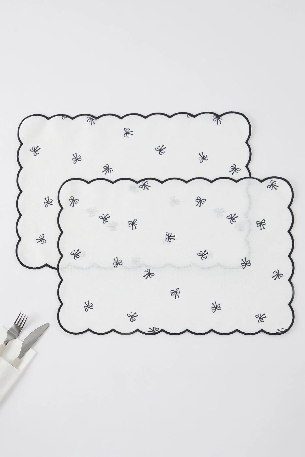 2 Piece Bow Detail Placemat Set 33x50 cm
