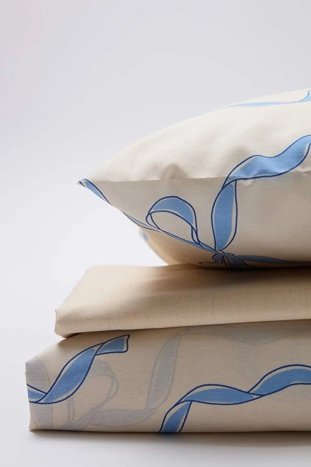 Single Bow Detail Duvet Cover Set with Flat Sheet 160x220cm