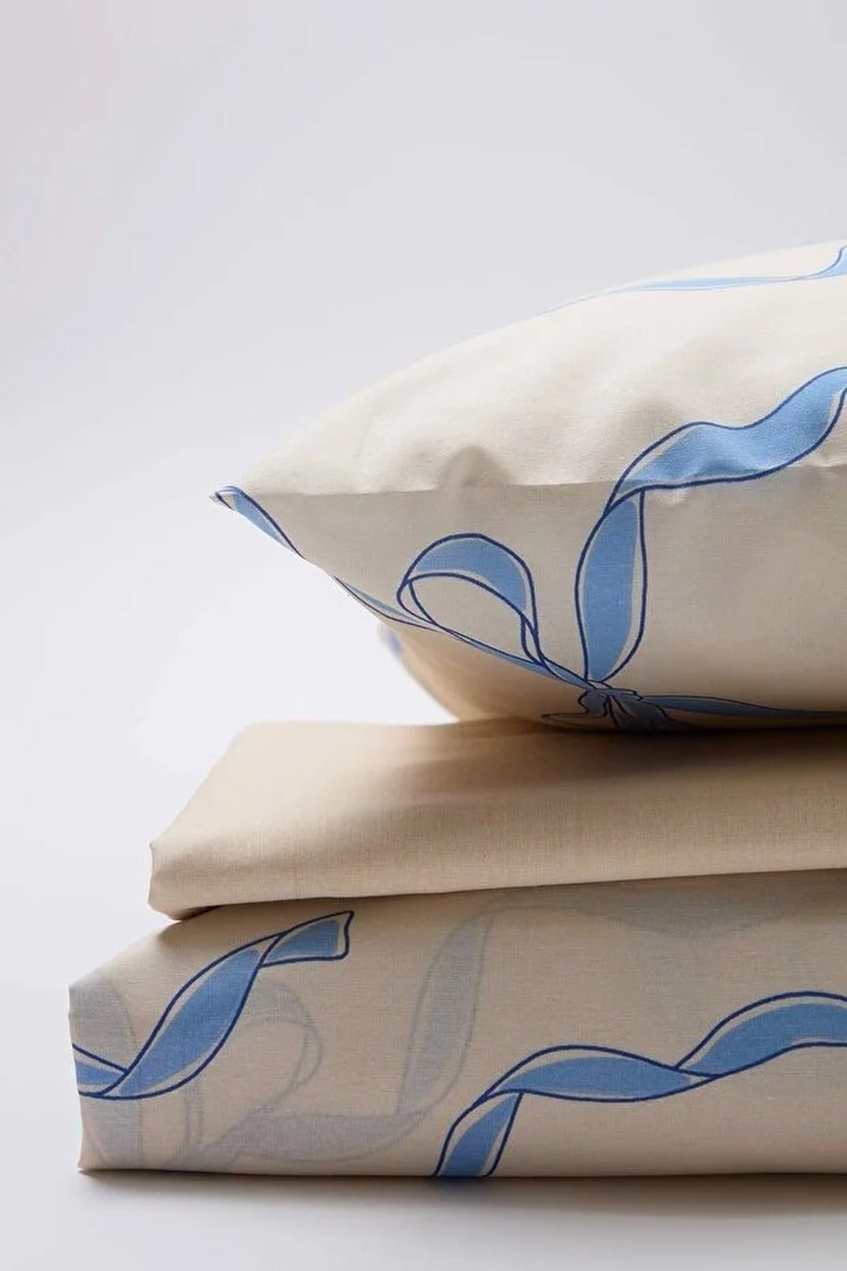 Single Bow Detail Duvet Cover Set with Flat Sheet 160x220cm