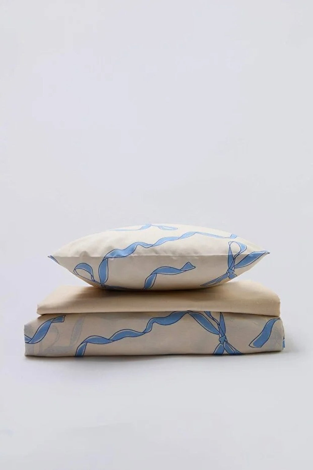 Single Bow Detail Duvet Cover Set with Flat Sheet 160x220cm