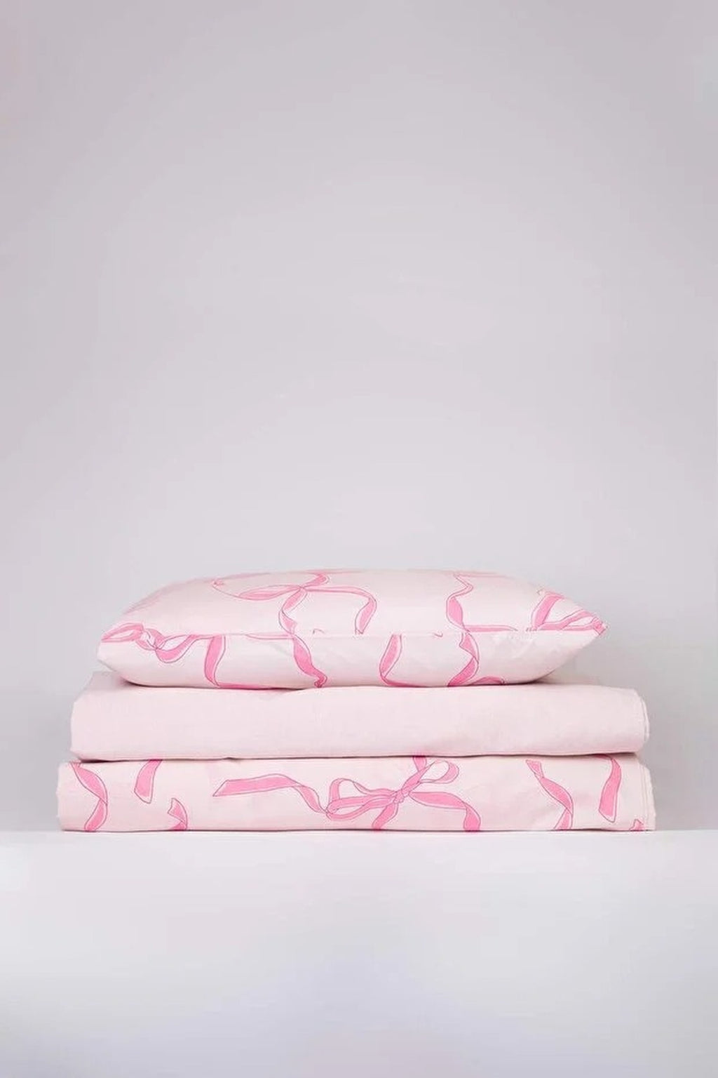 Single Bow Detail Duvet Cover Set with Flat Sheet 160x220cm