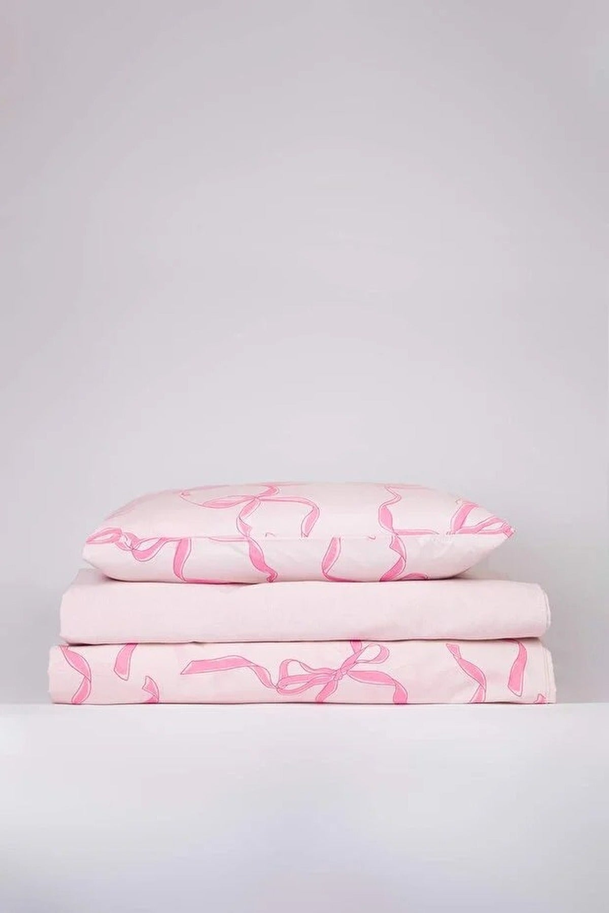 Single Bow Detail Duvet Cover Set with Flat Sheet 160x220cm