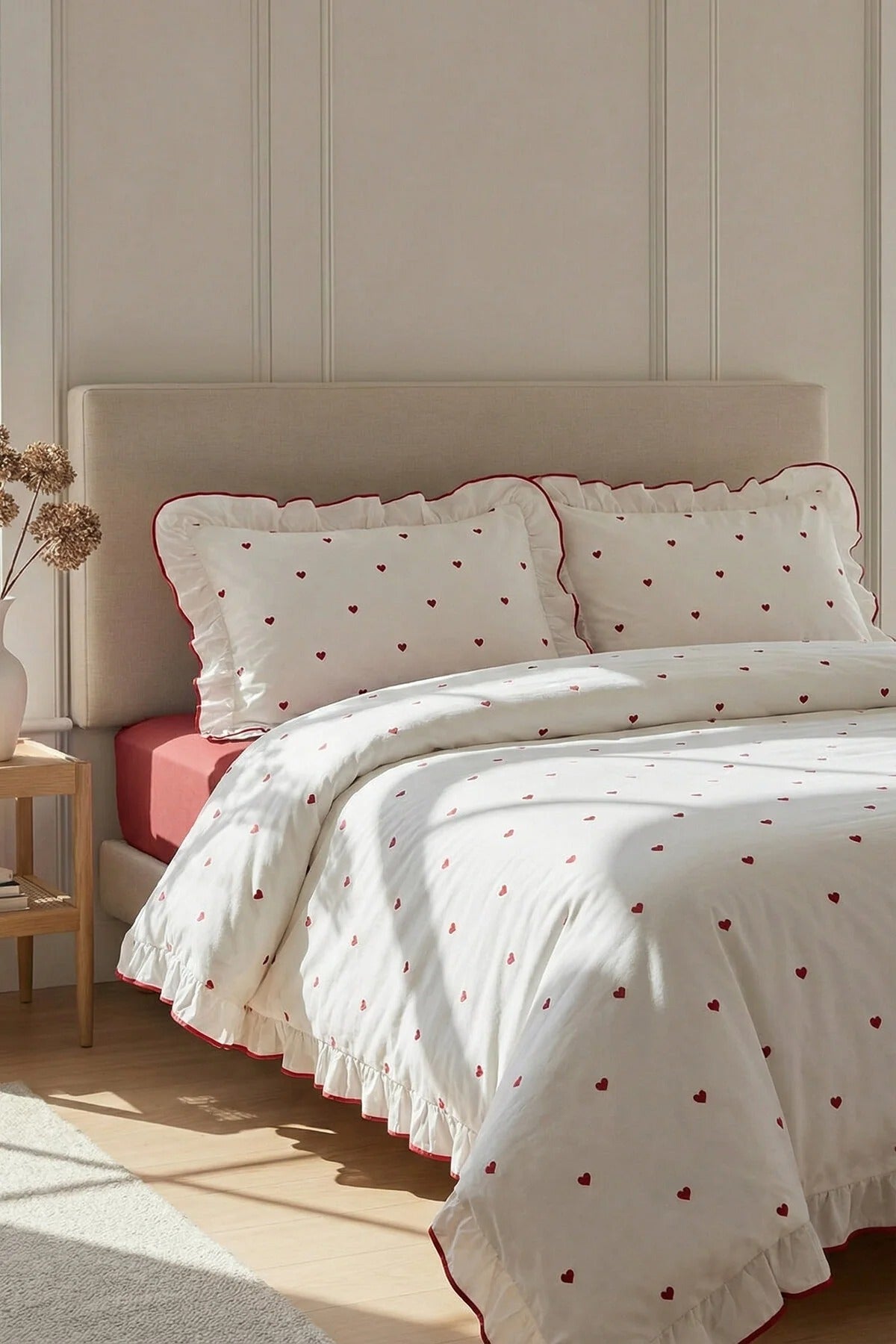 Double Frill Bow Print Duvet Cover Set 200x220cm