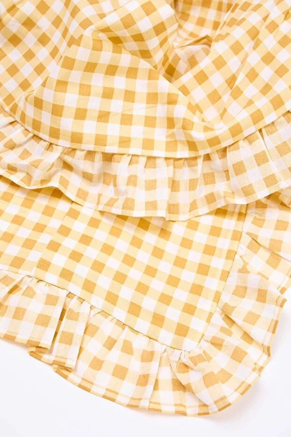 Double Duvet Cover Set with Ruffle Detail and Gingham Pattern 200x220cm (Without Sheet)