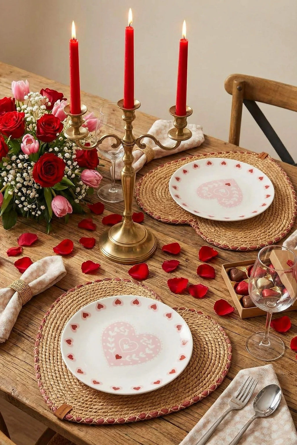 2 Piece Heart-Shaped Woven-Look Placemats 
