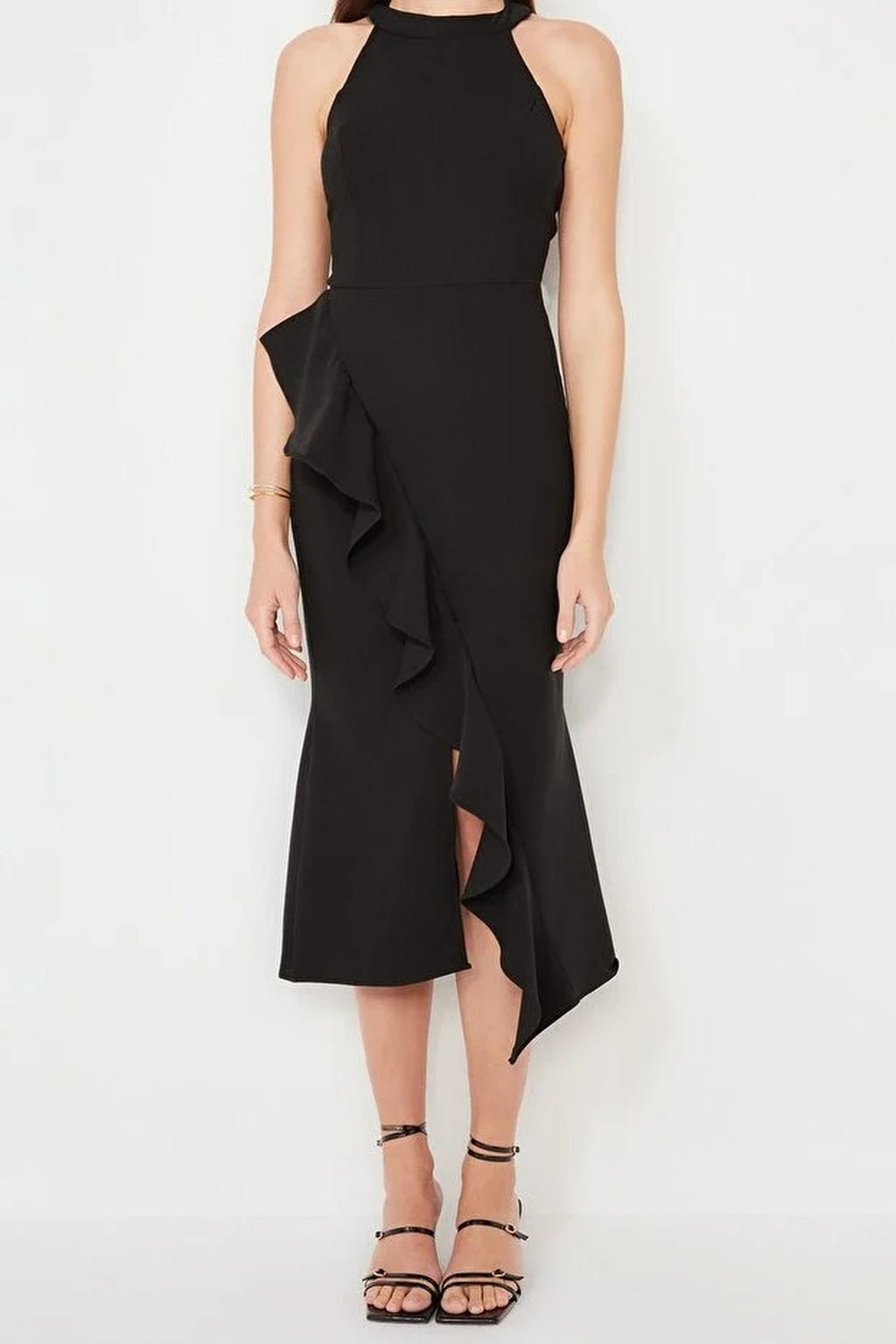 Ruffled Woven Evening Dress