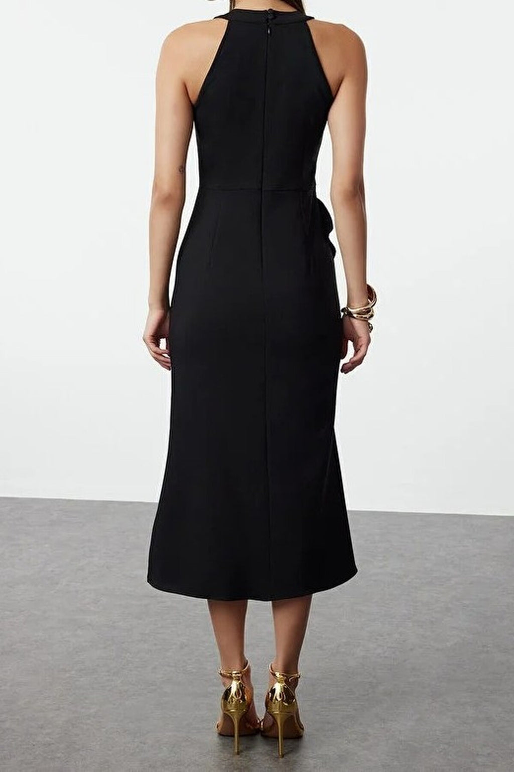 Ruffled Woven Evening Dress