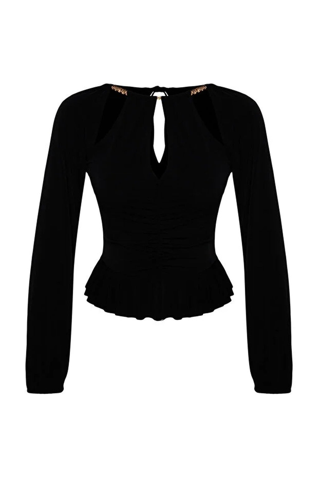 Cut Out Detail Knitted Blouse with Accessories