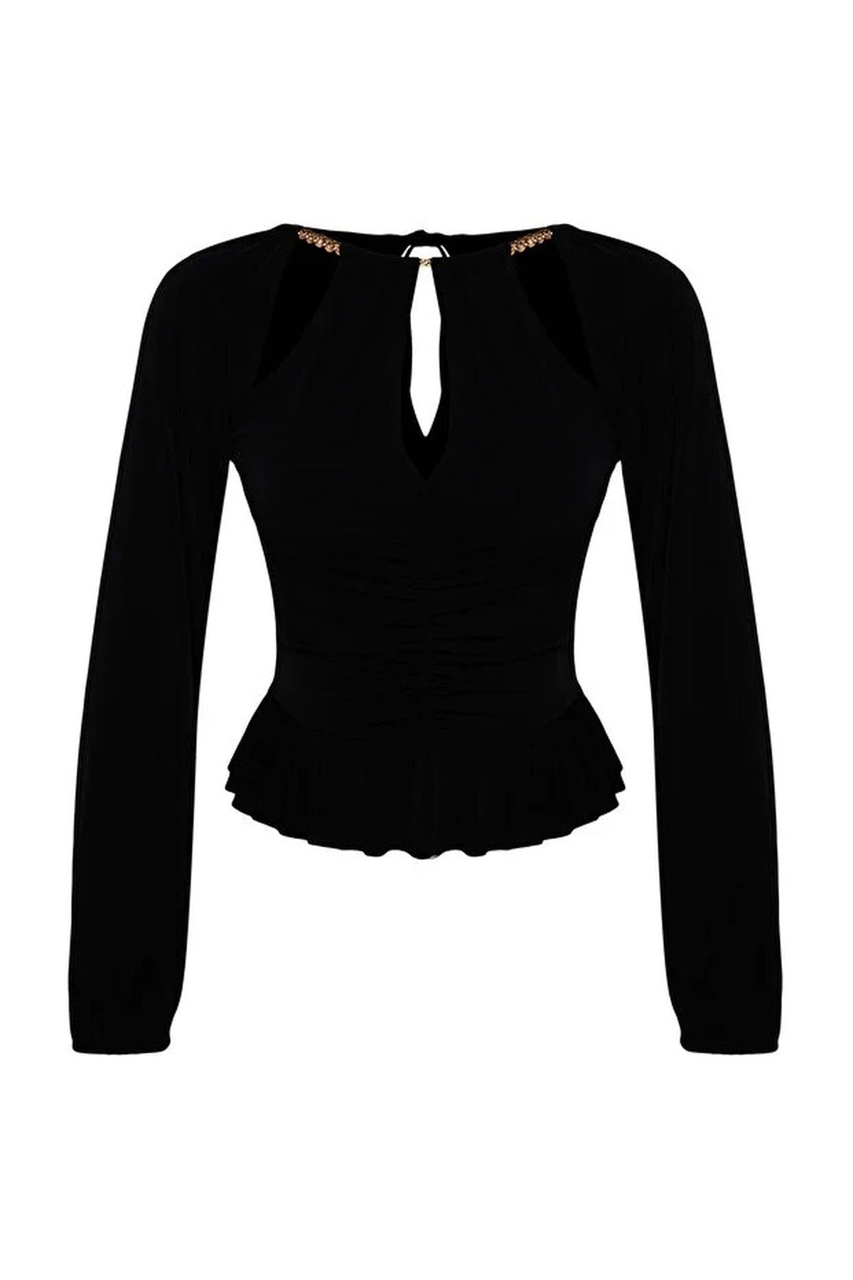 Cut Out Detail Knitted Blouse with Accessories