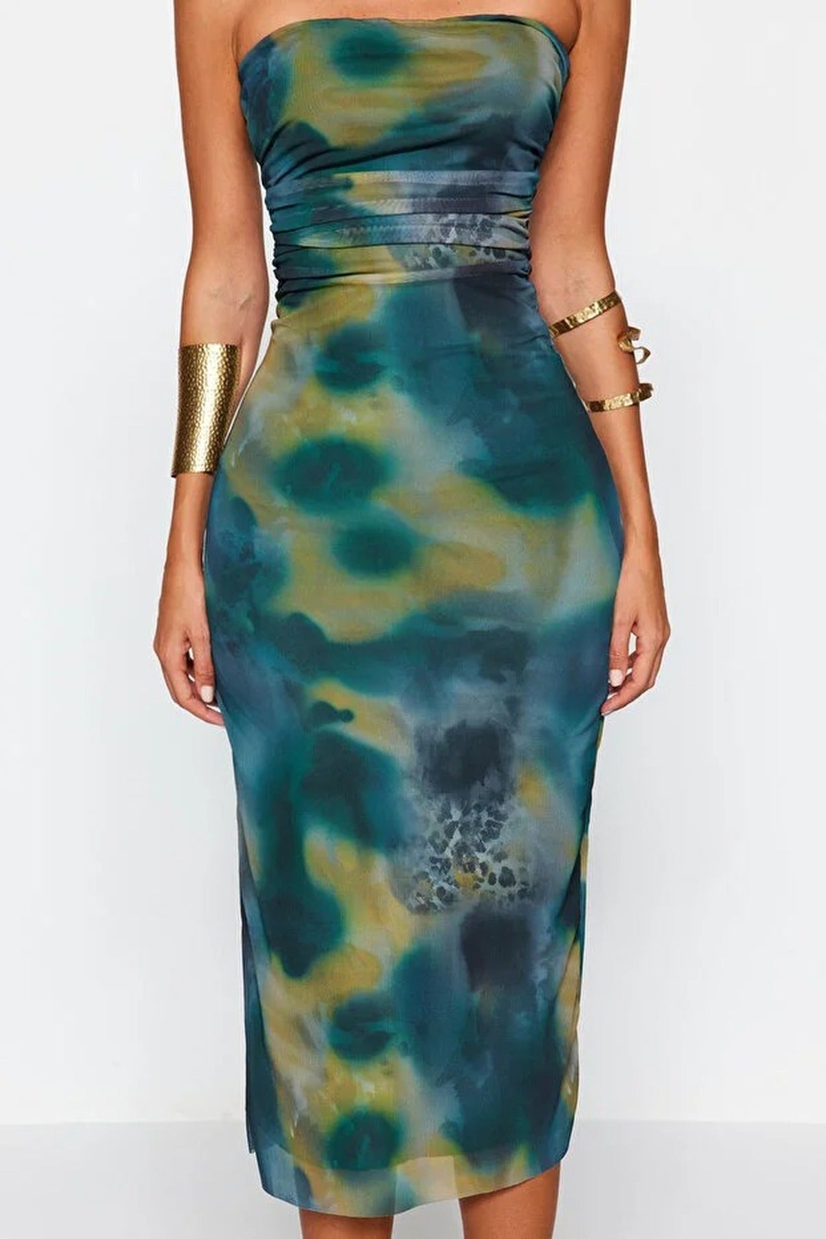 Fitted Knitted Tulle Evening Dress
