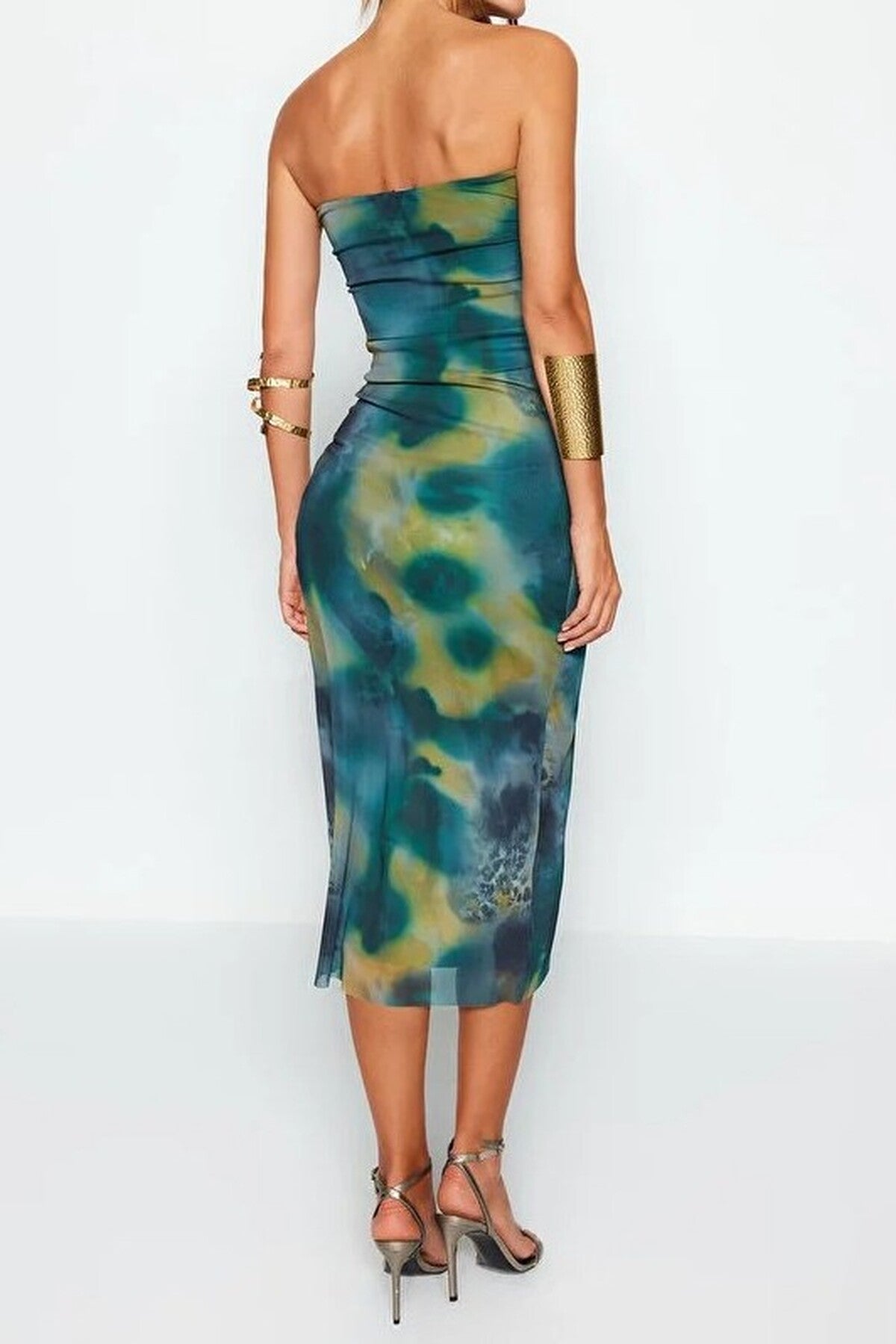 Fitted Knitted Tulle Evening Dress