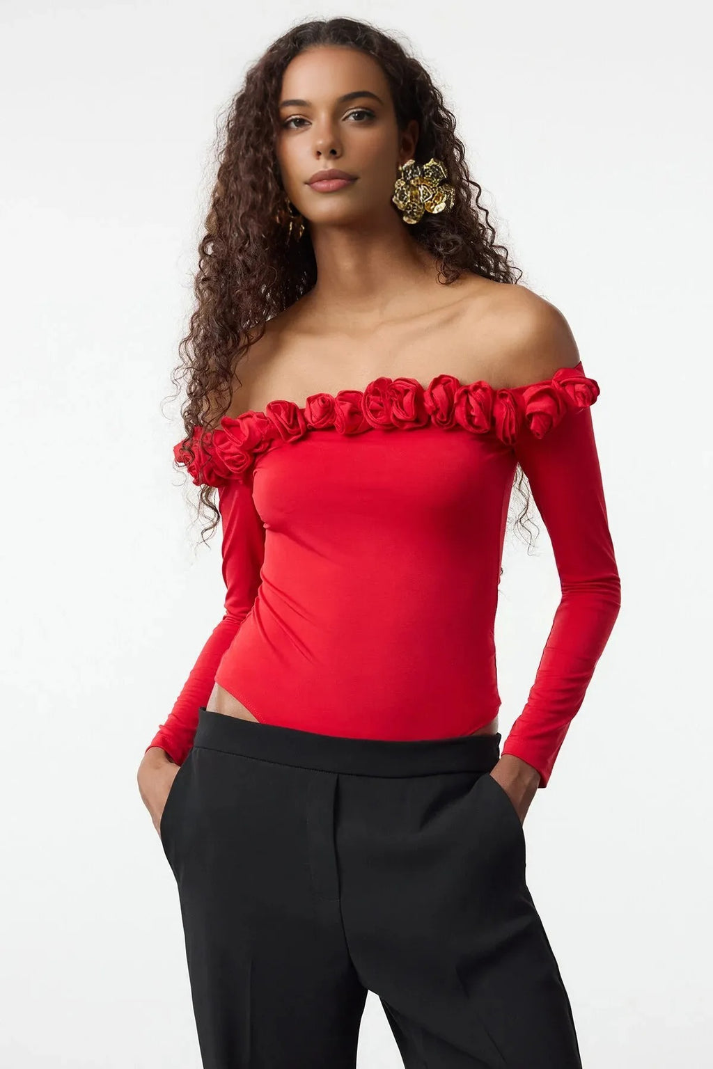 Rose Detail Knitted Bodysuit