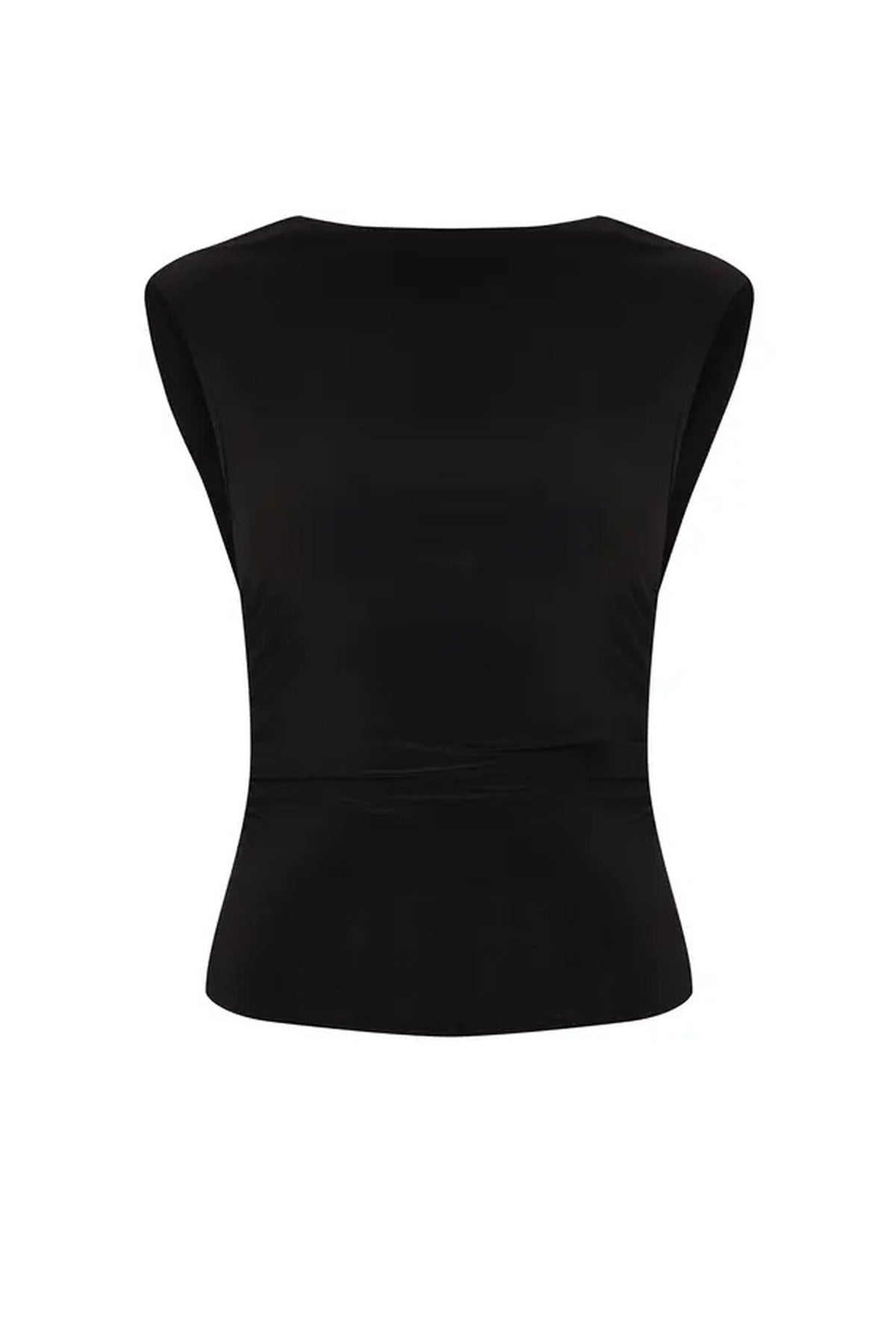 Back Detail Chain Accessory V-Neck Knitted Blouse