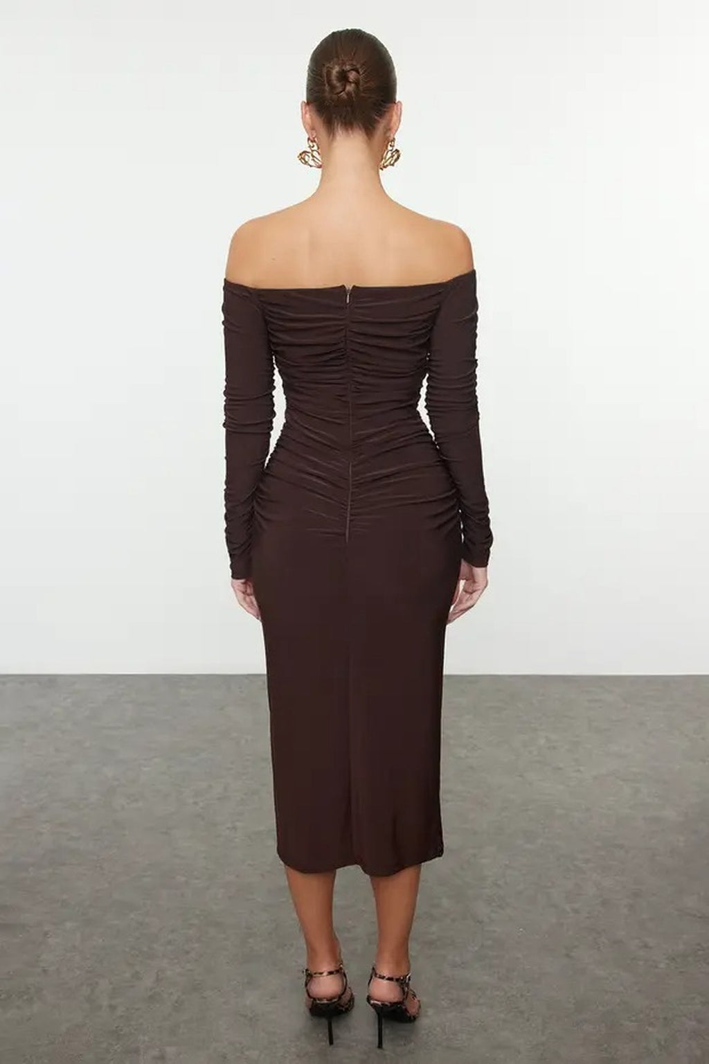 Fitted Carmen Neck Knitted Dress