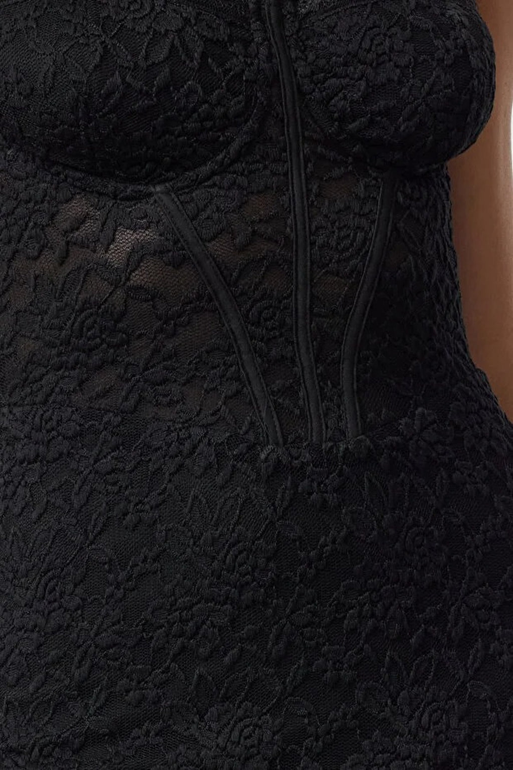 Lined Lace Knit Midi Evening Dress