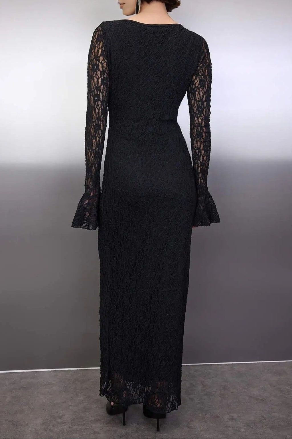 Keyhole Neck Long Sleeve Maxi Bodycon Dress